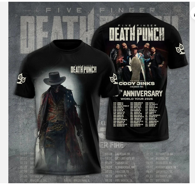 2026 Five Finger Death Punch Tour 2026 3D Shirt.