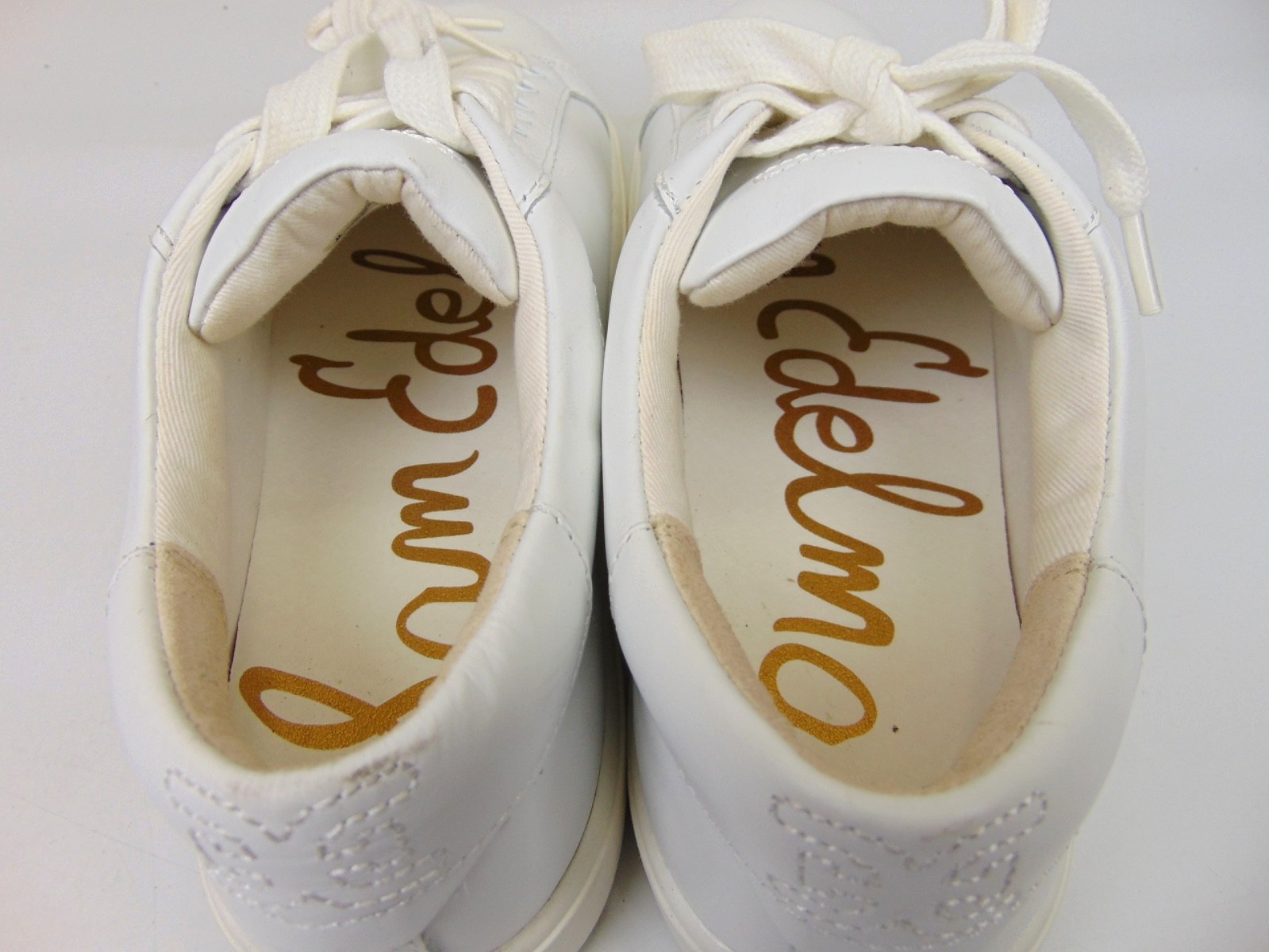 NEW! Sam Edelman Ethyl White Leather Low Top Fashion Sneaker Womens Size 8.0 Med
