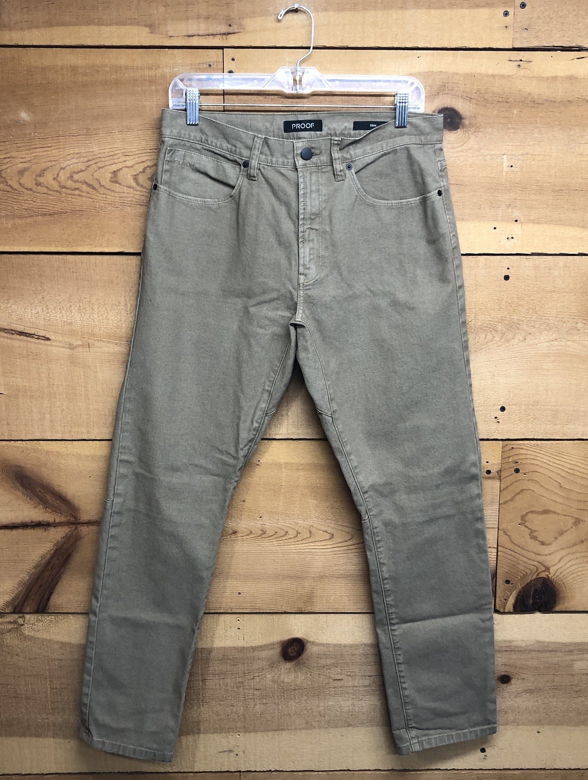 Proof Rover Slim Workwear Pants Mens Size 31×30 Stretch Casual Beige Canvas