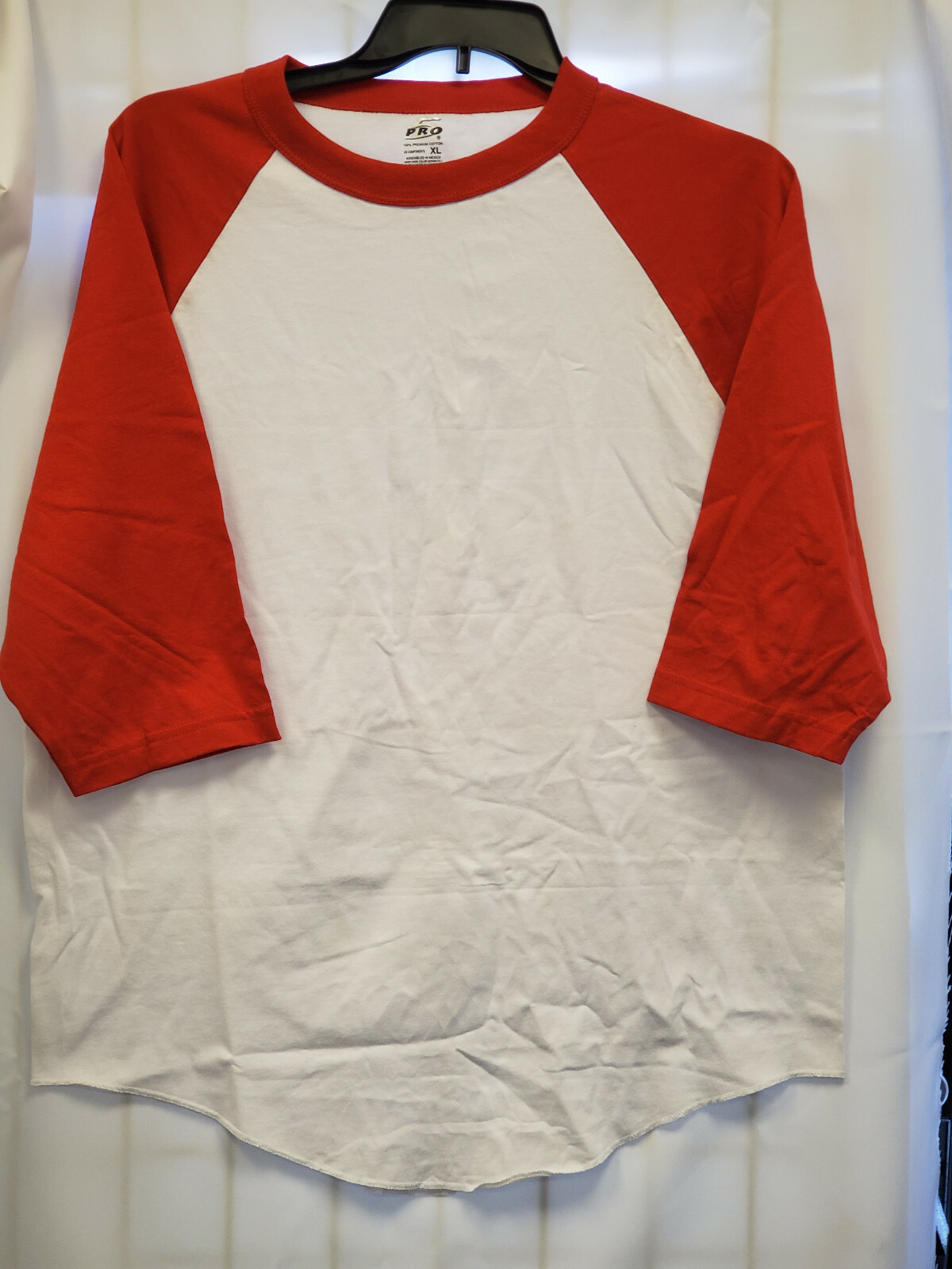 PRO 5 T-Shirt 3/4 RAGLAN Shirt BASEBALL Shirt WHITE / RED