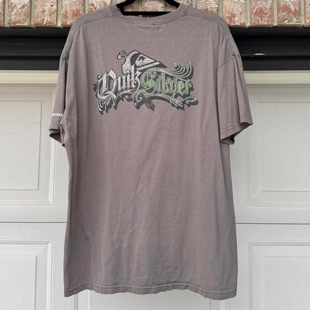 GREY 00s QUIKSILVER GRUNGE LOGO GRAPHIC TEE