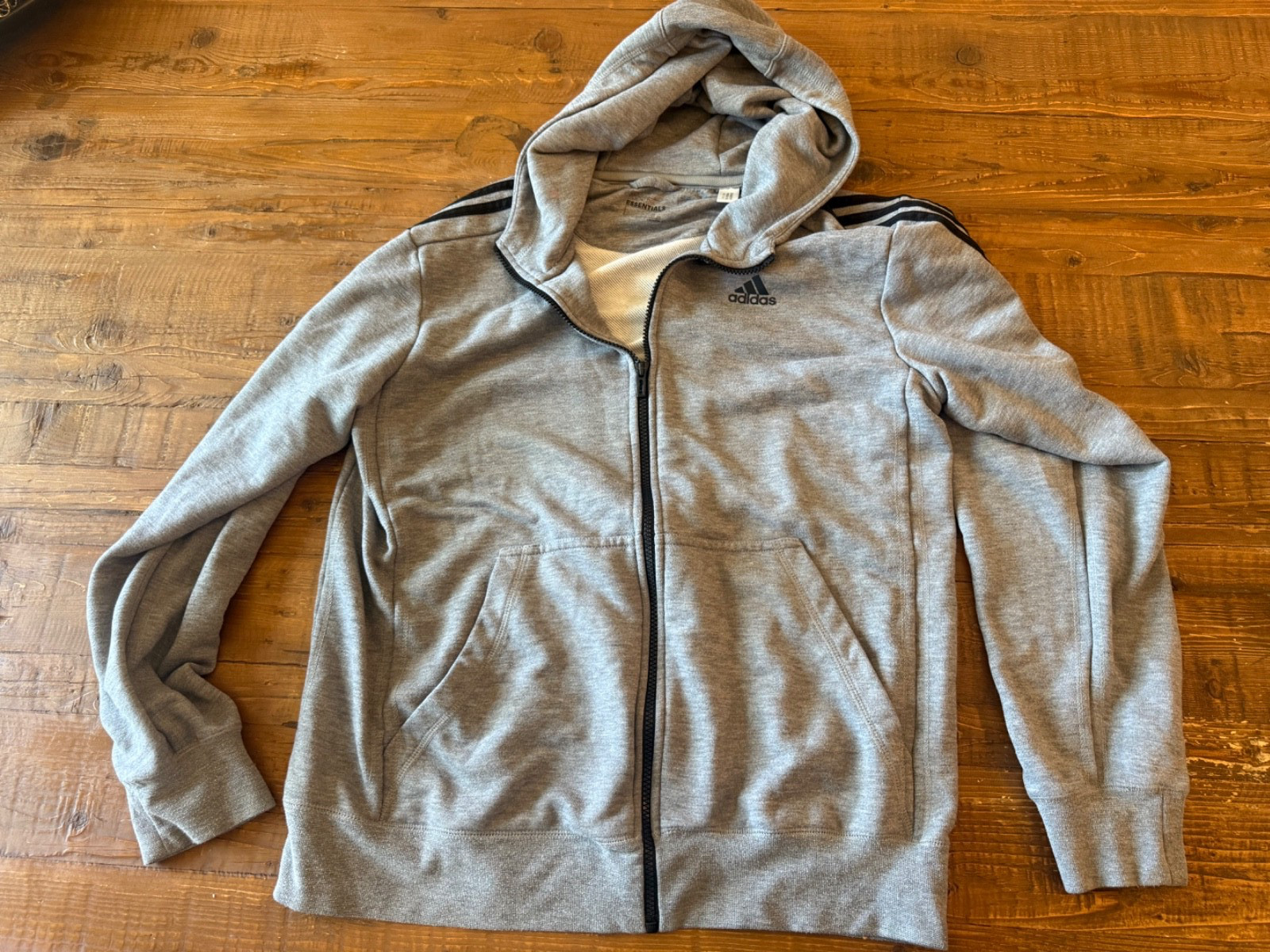 Adidas Sport Essentials Gray Full-Zip Hoodie Size L FREE SHIPPING!