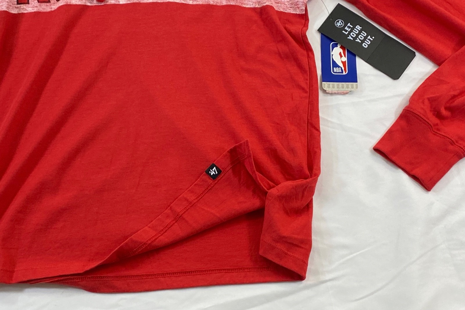 men’s 47 brand Houston Rockets t-shirt hoodie size small rd long sleeve cotton