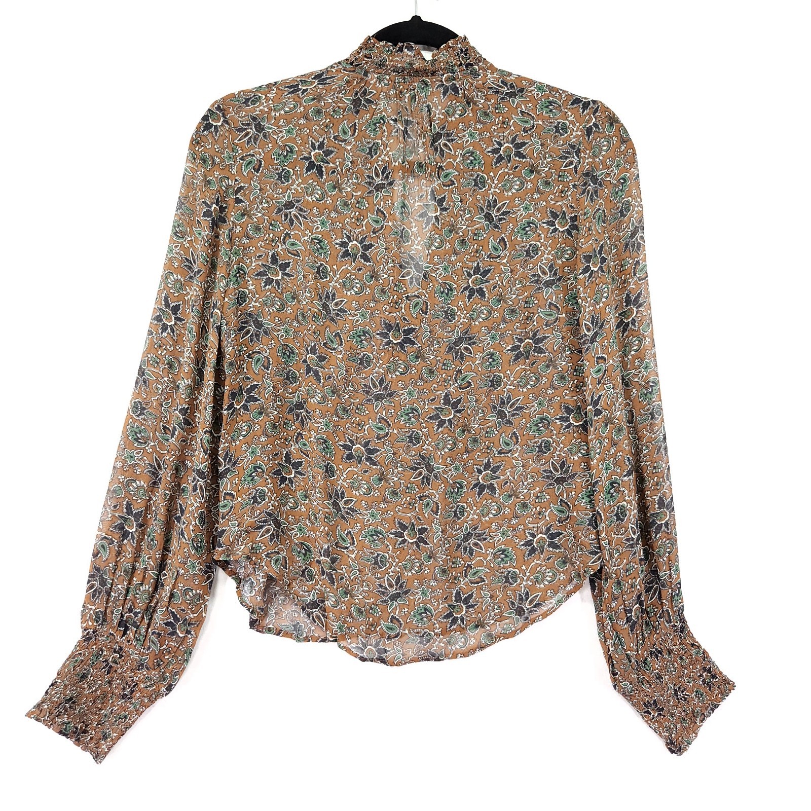 Veronica Beard Minte Blouse Size 0 Floral Print Top Sheer No Lining