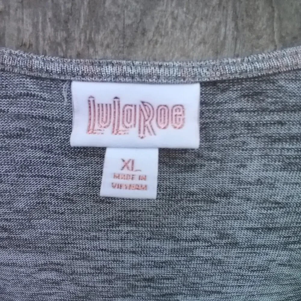 LuLaRoe DeAnne Fully Wrap Long Sleeves Maxi Dress XL Silver-Gray Top Black Skirt