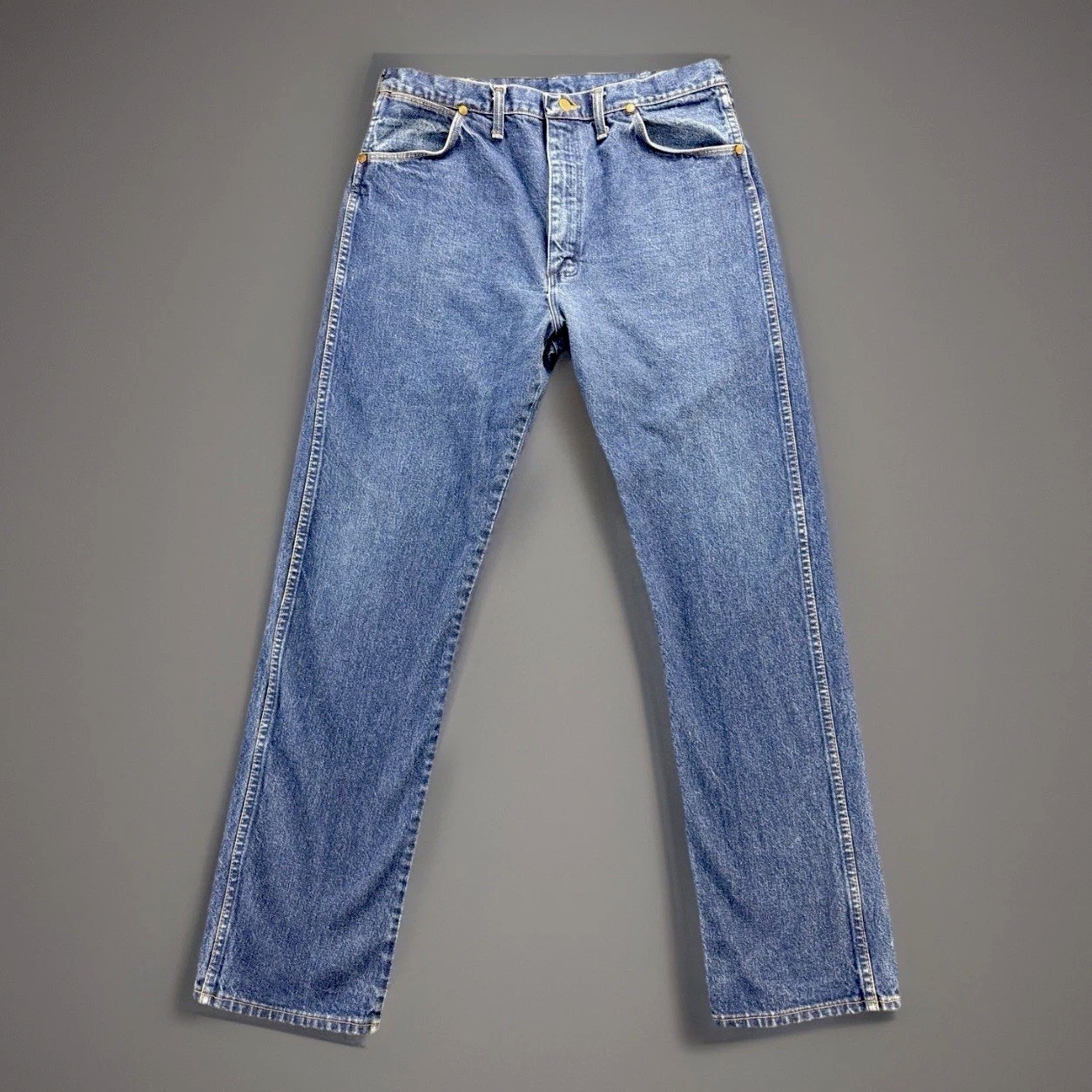Wrangler 13MWZ Cowboy Cut Jeans 38×34 Made USA Vintage Blue Denim Western Work