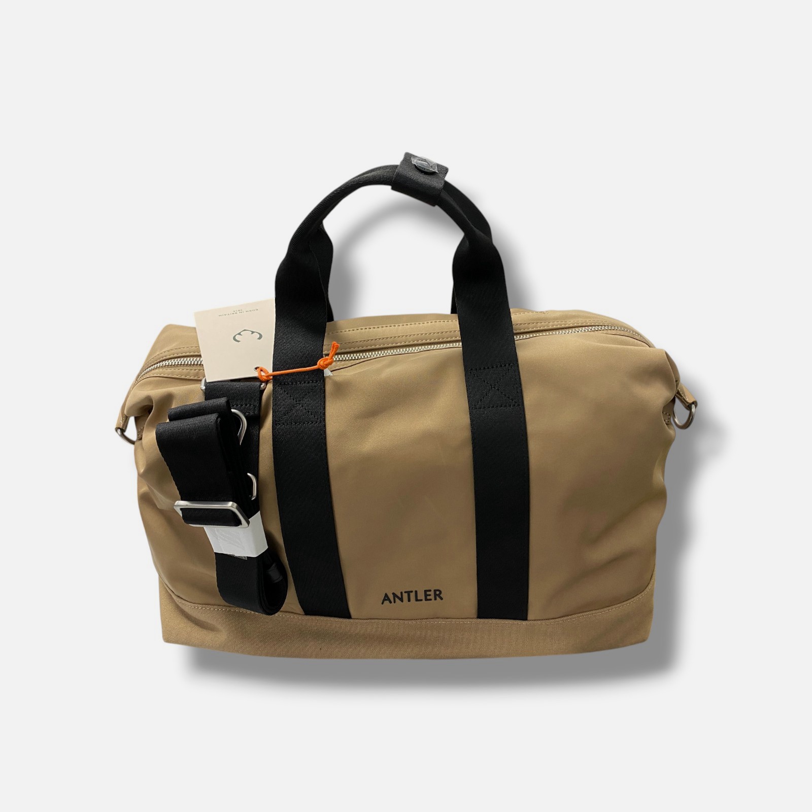Antler Unisex Adults Beige Black Expandable Flexible Icon Overnight Duffle Bag