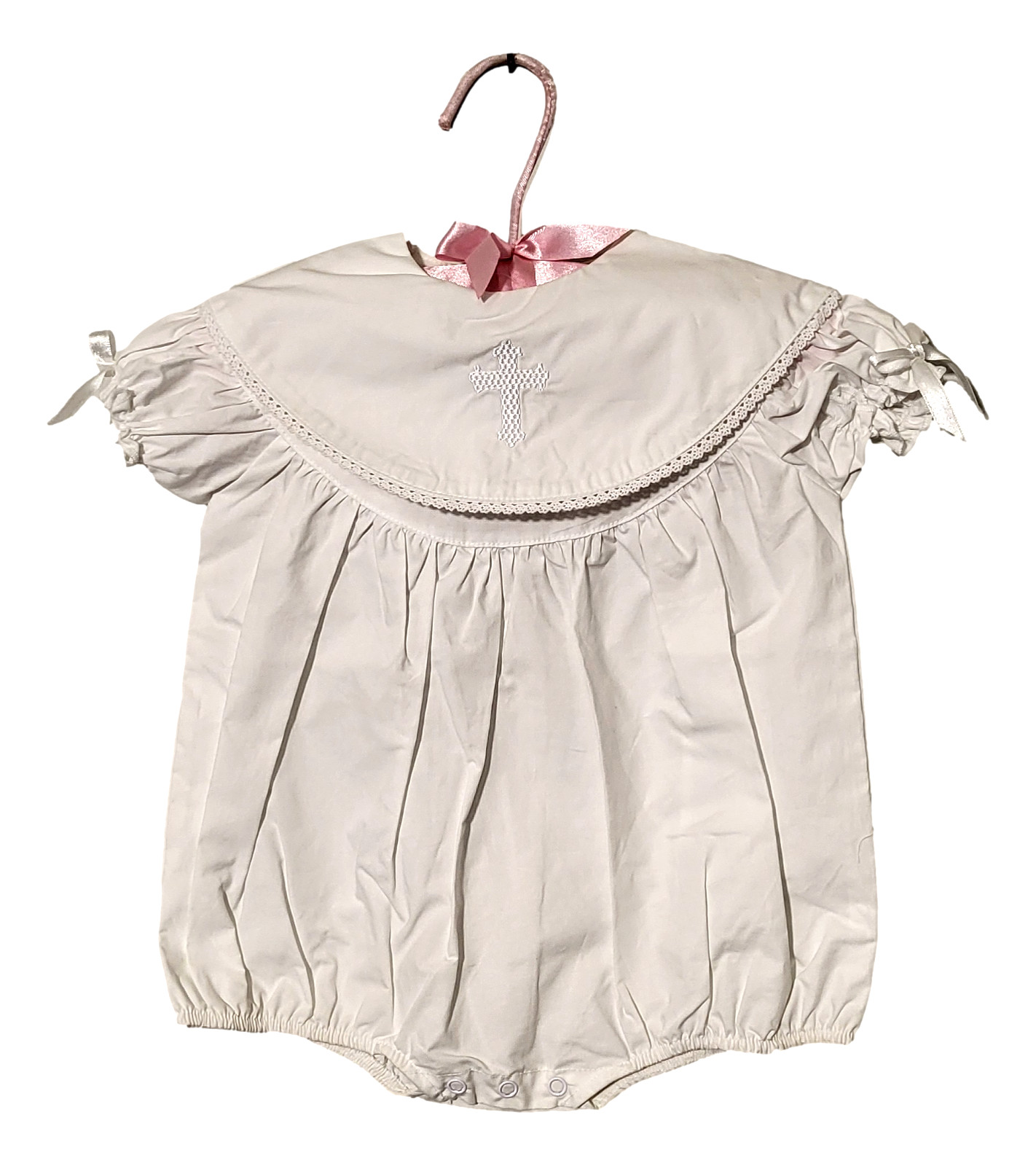 Mud Pie Bubble Romper White Christening Outfit Girl’s One-Piece 0-6 Months