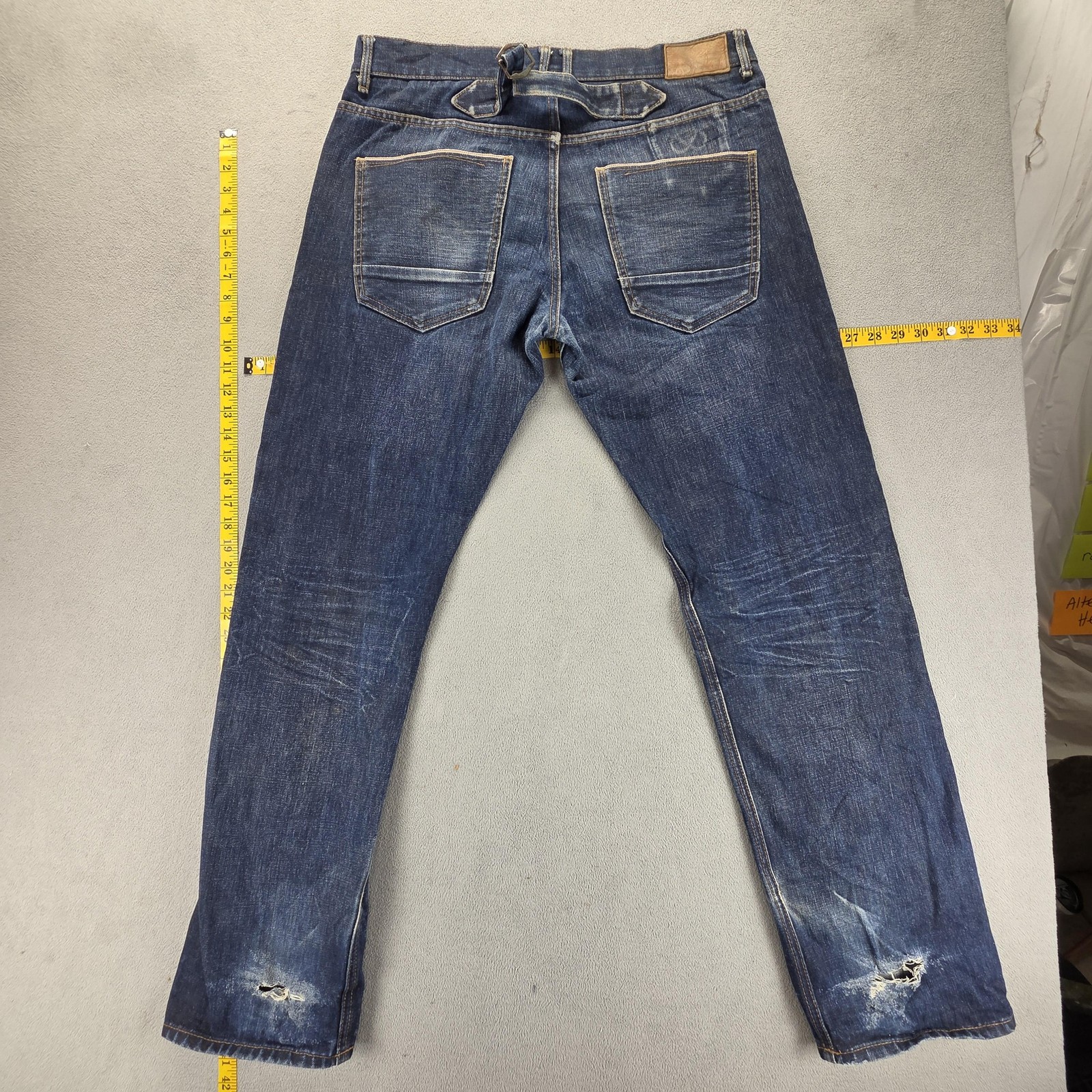 Selvedge Jeans Mens 34×32 Blue Regular Straight Farrell Buckle Back Honeycomb