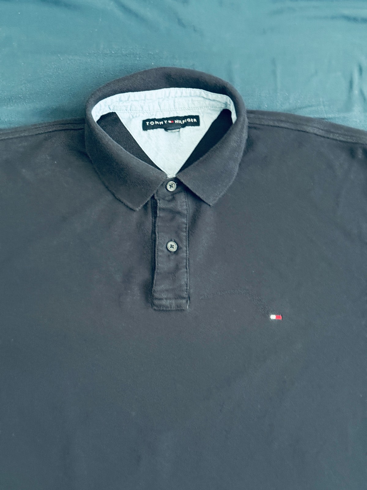 TOMMY HILFIGER Mens Shirt Polo Navy Blue XL 100% Cotton