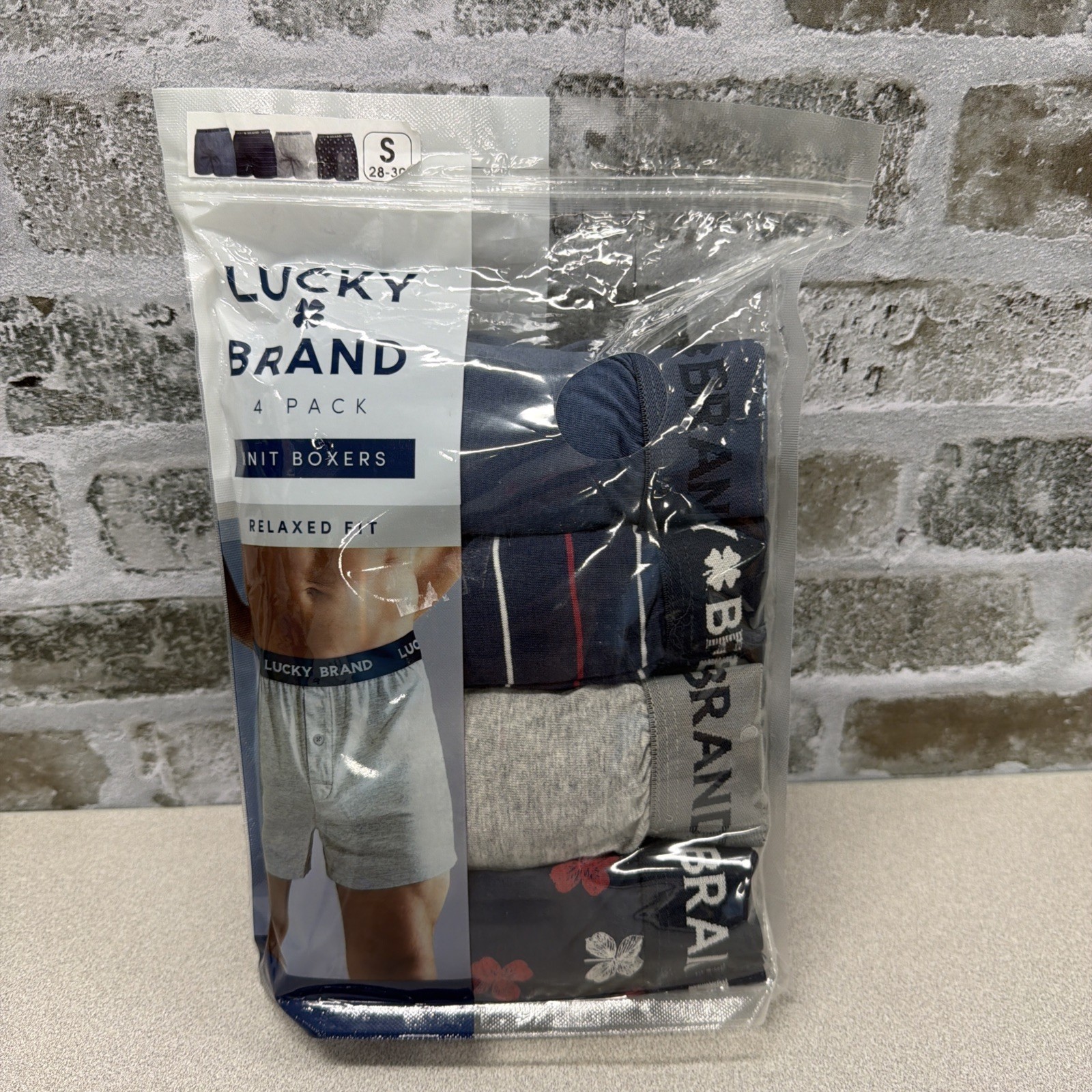 NWT Lucky Brand Small Men’s 4pk. Stretch Boxer Briefs Assorted Navy & Gray