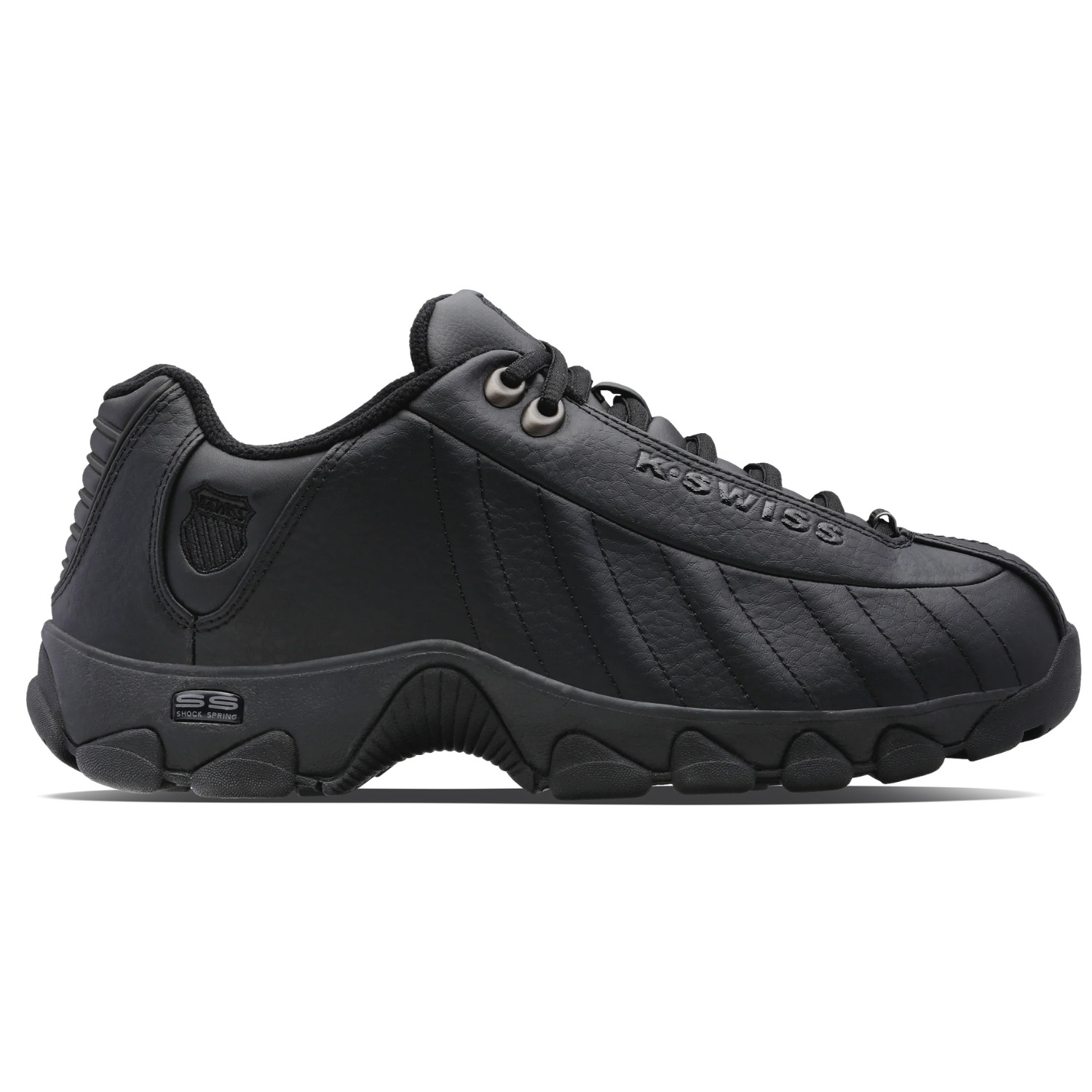 K-Swiss ST329 Men’s CMF Tennis Leather Sneakers, Regular Fit, Black, Size Option
