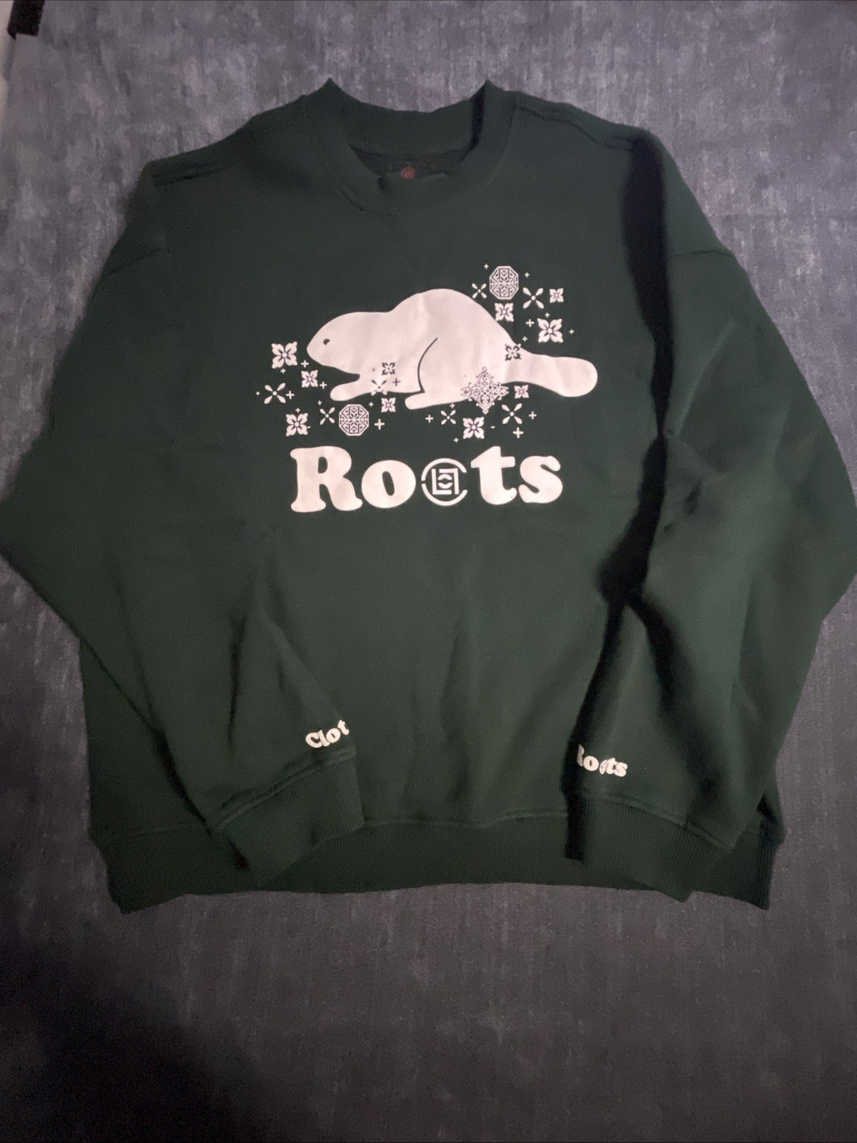 Roots x Clot Forest Green Crewneck Sweatshirt Size Large