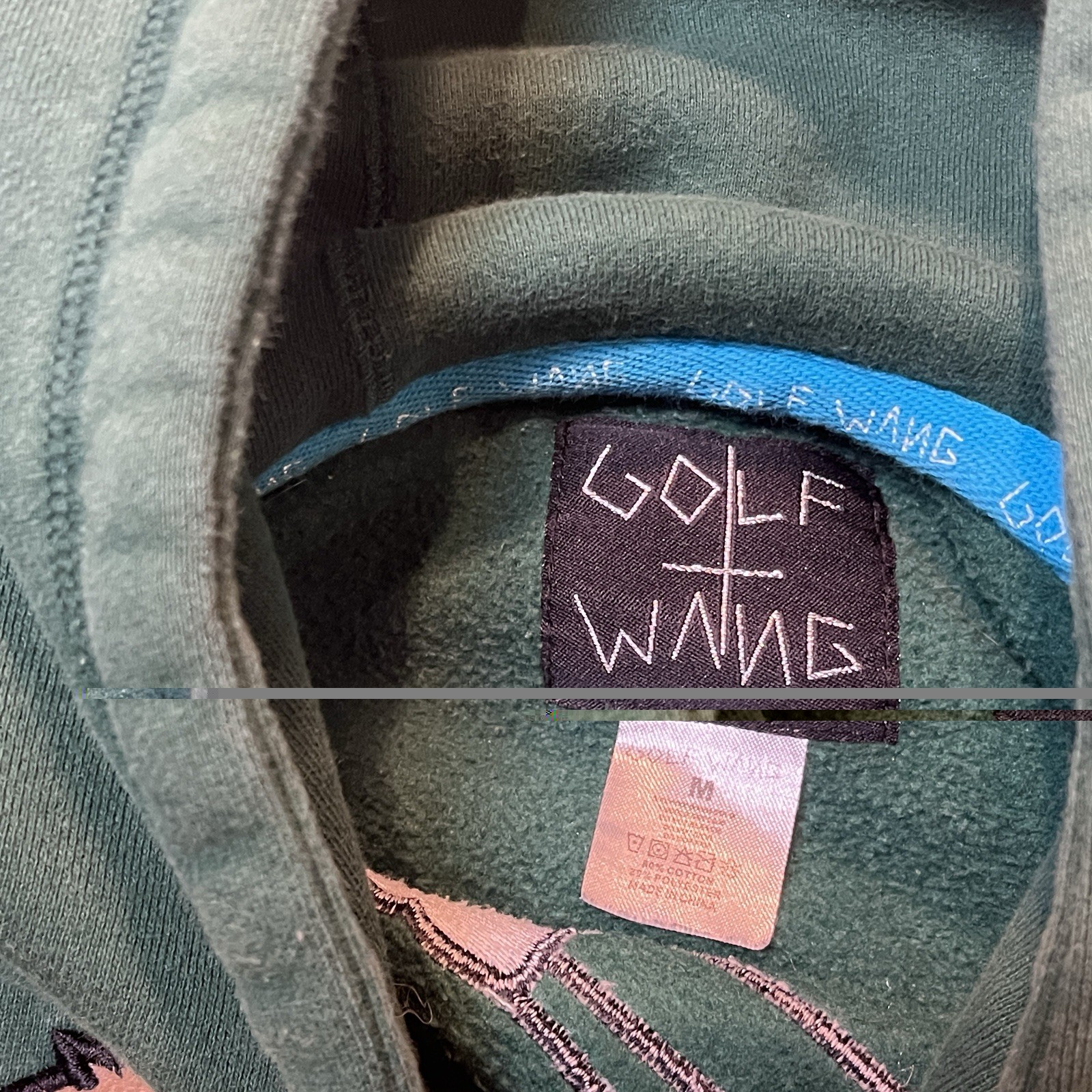 Golf Wang Hoodie Native Cat Tyler The Creator Medium Embroidered Green Indian