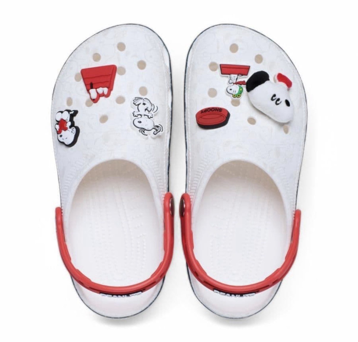 New Crocs x Peanuts Snoopy Classic Clogs White Red JP23 EU37-38 With Original Ba
