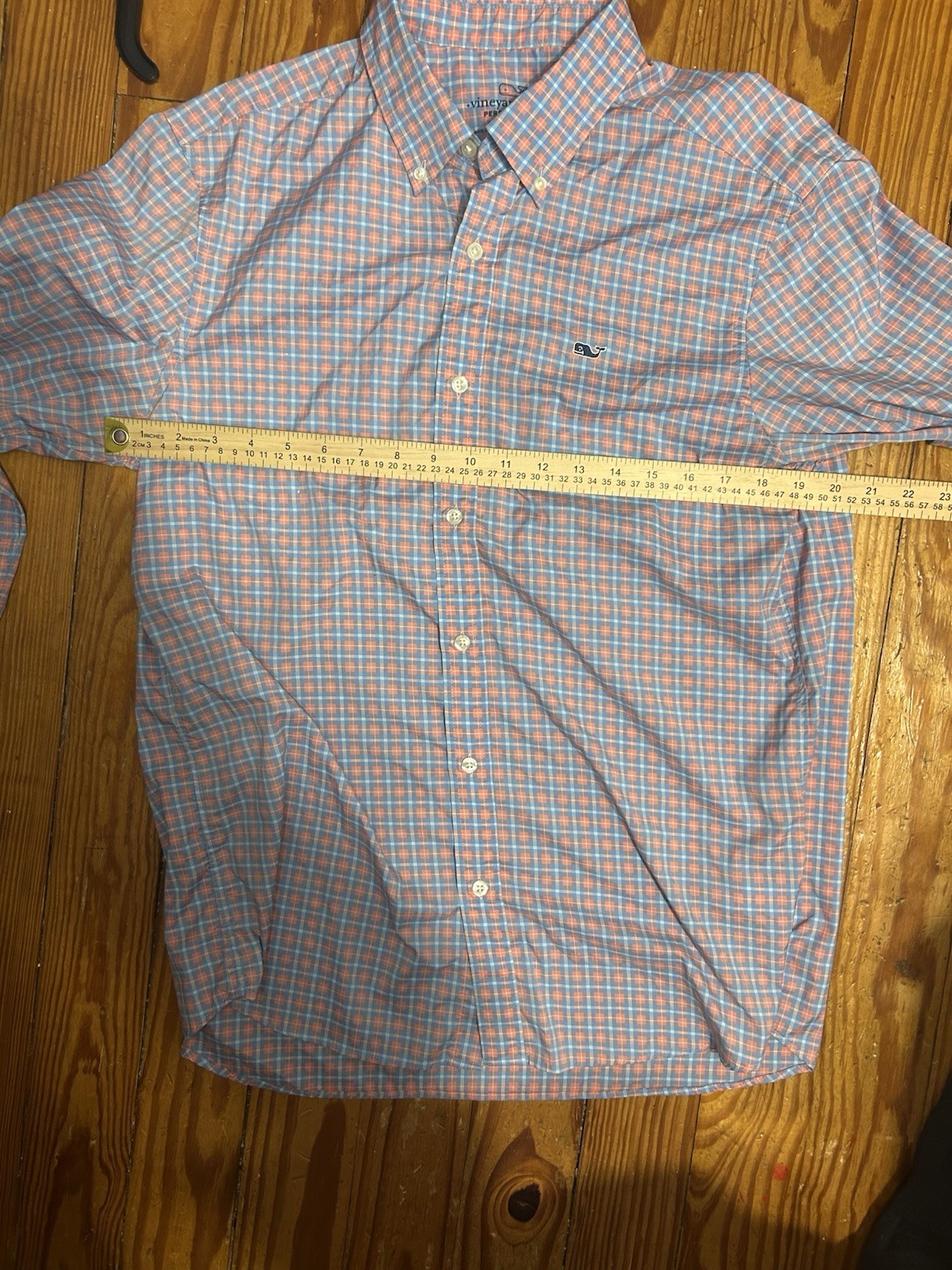 Vineyard Vines Performance Men’s Check Long Sleeve Button-Down Shirt Blue Pink