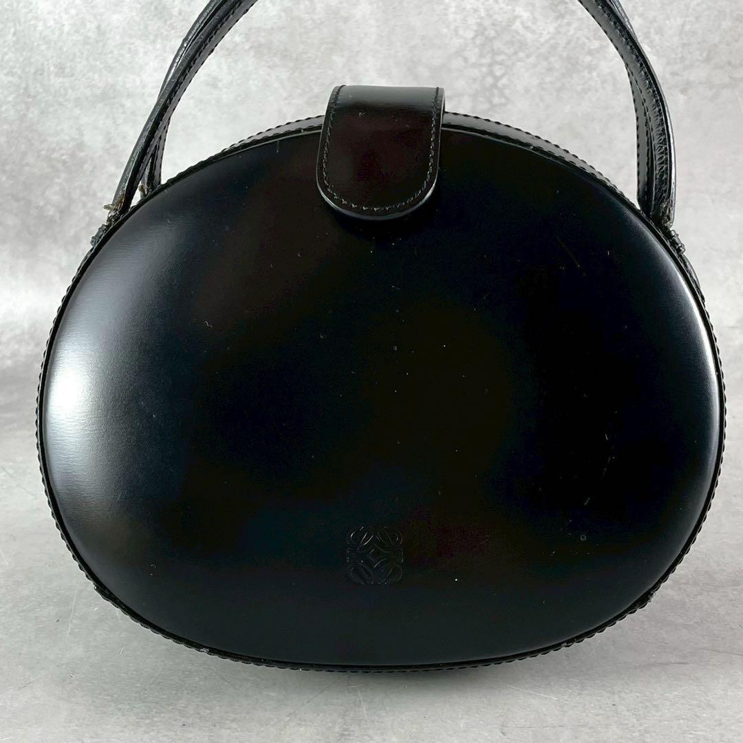 Loewe Vintage Round Shoulder Bag Black Calf Leather Classic Style