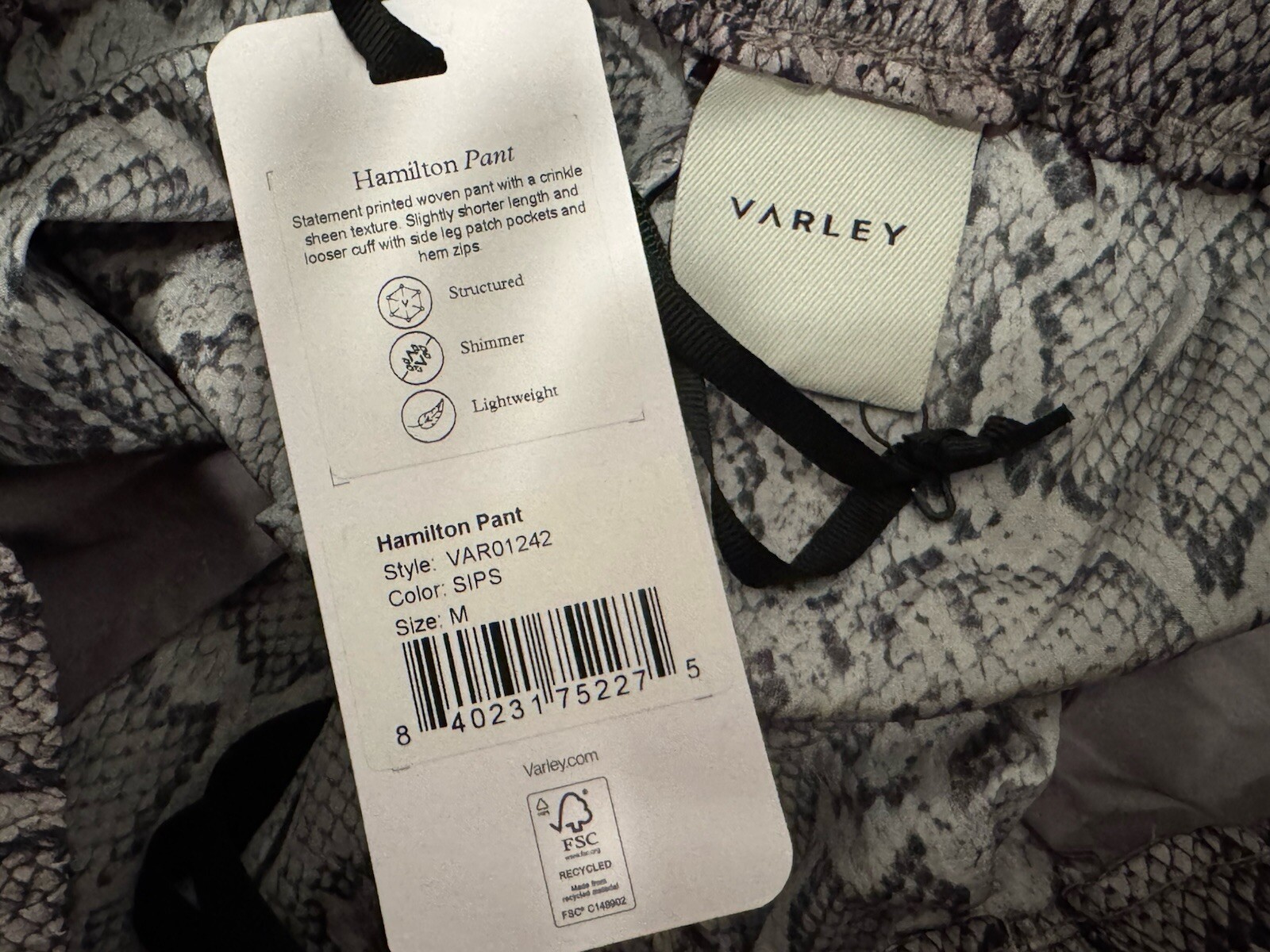 NWT VARLEY $112 Hamilton Pant – Size Medium / M