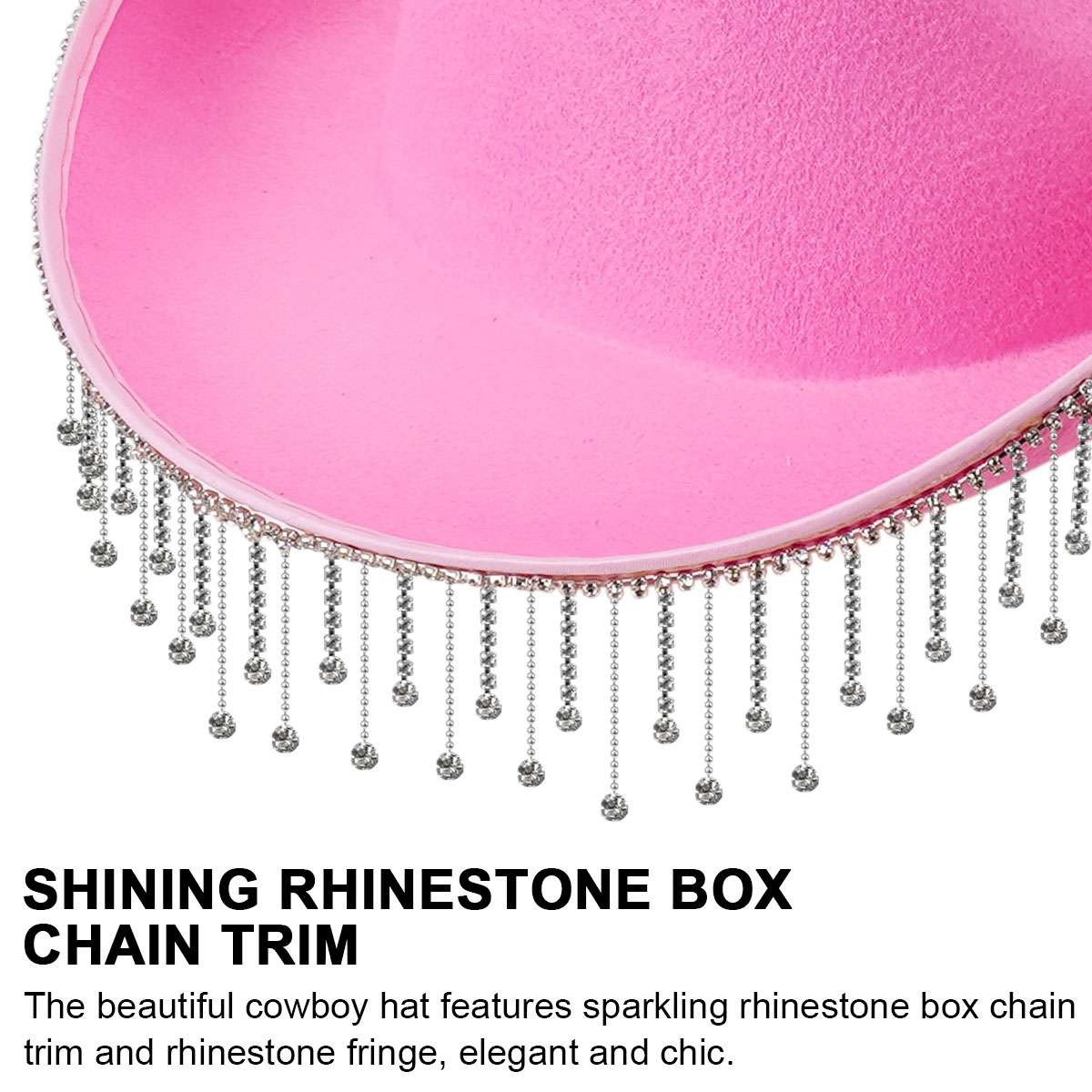 Women Western Glitter Rhinestone Tassel Decor Cowboy Hat Birthday Cowgirl Hat