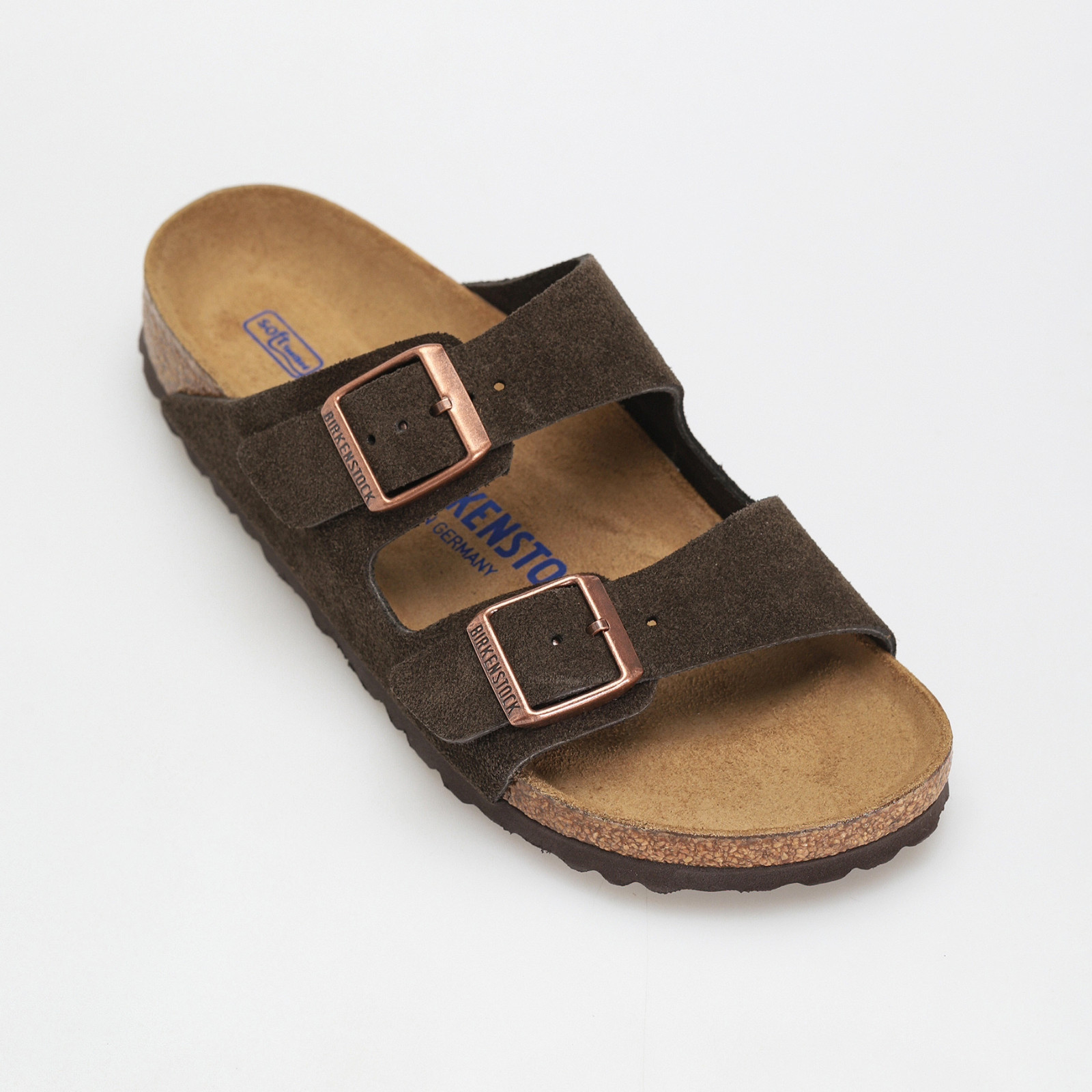 Birkenstock Women’s Arizona Suede Soft Footbed Narrow Sandals Taupe/Mocha