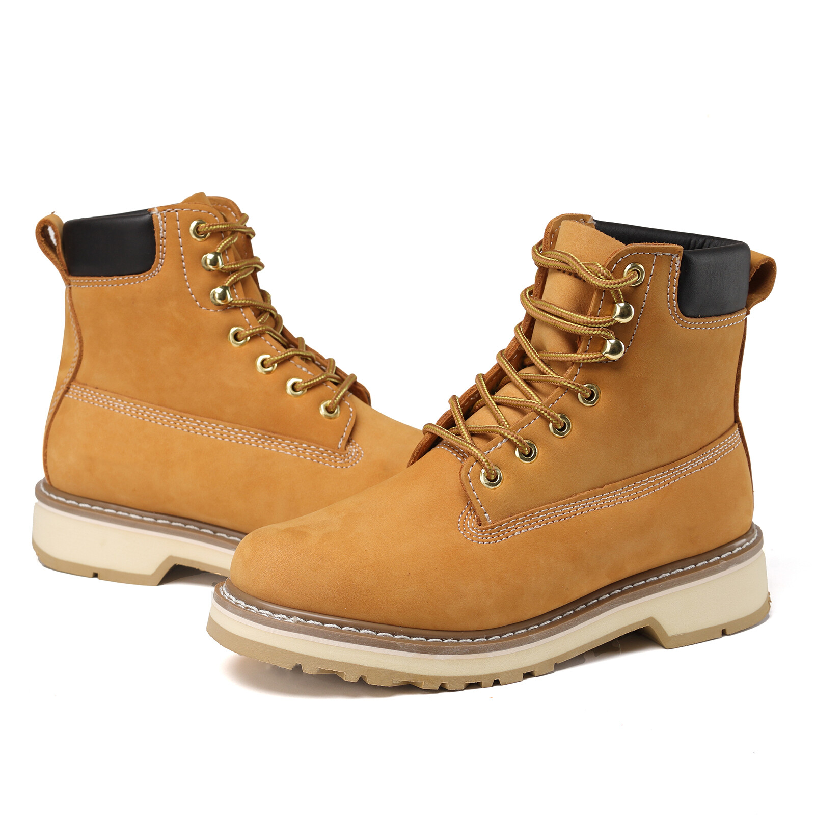Soft Toe Leather Work Boots – Wheat, PU Sole, Goodyear Welt, 84101