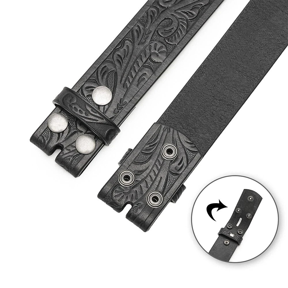 Western Belt Handmade Strap Men’s Full Grain Leather No Buckle Cowboy Rodeo Belt
