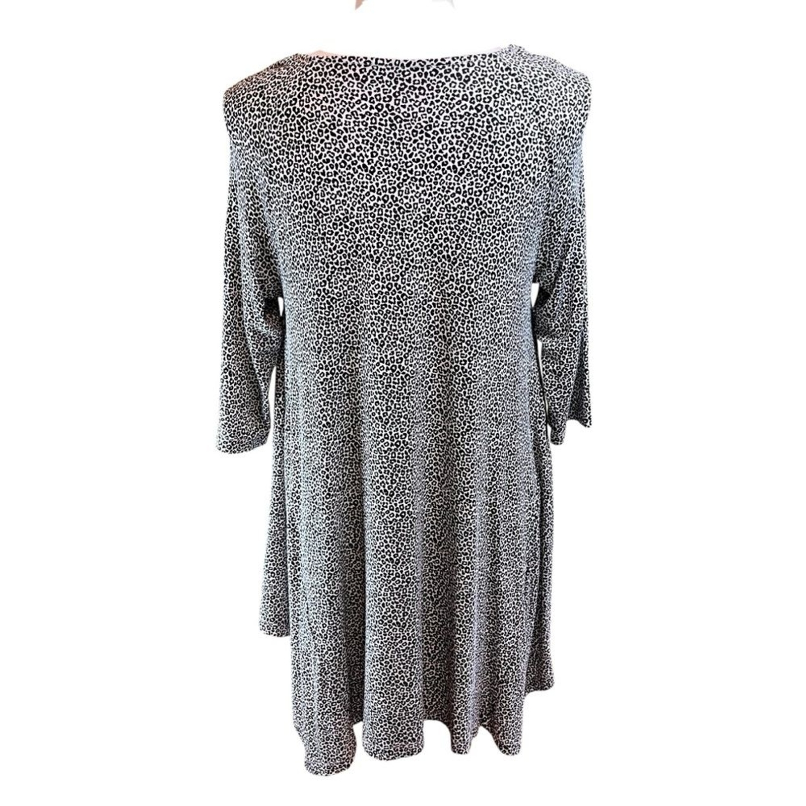 ALEMBIKA Leopard Print Knit Top Tunic Sz Small Long Sleeve Lagenlook Loose Fit