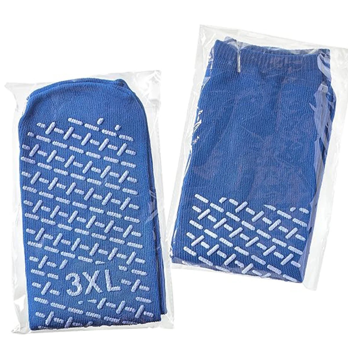 Non Slip Safety Socks Double Sided Tread Hospital Grip Slippers Soft LARGE 6 PK