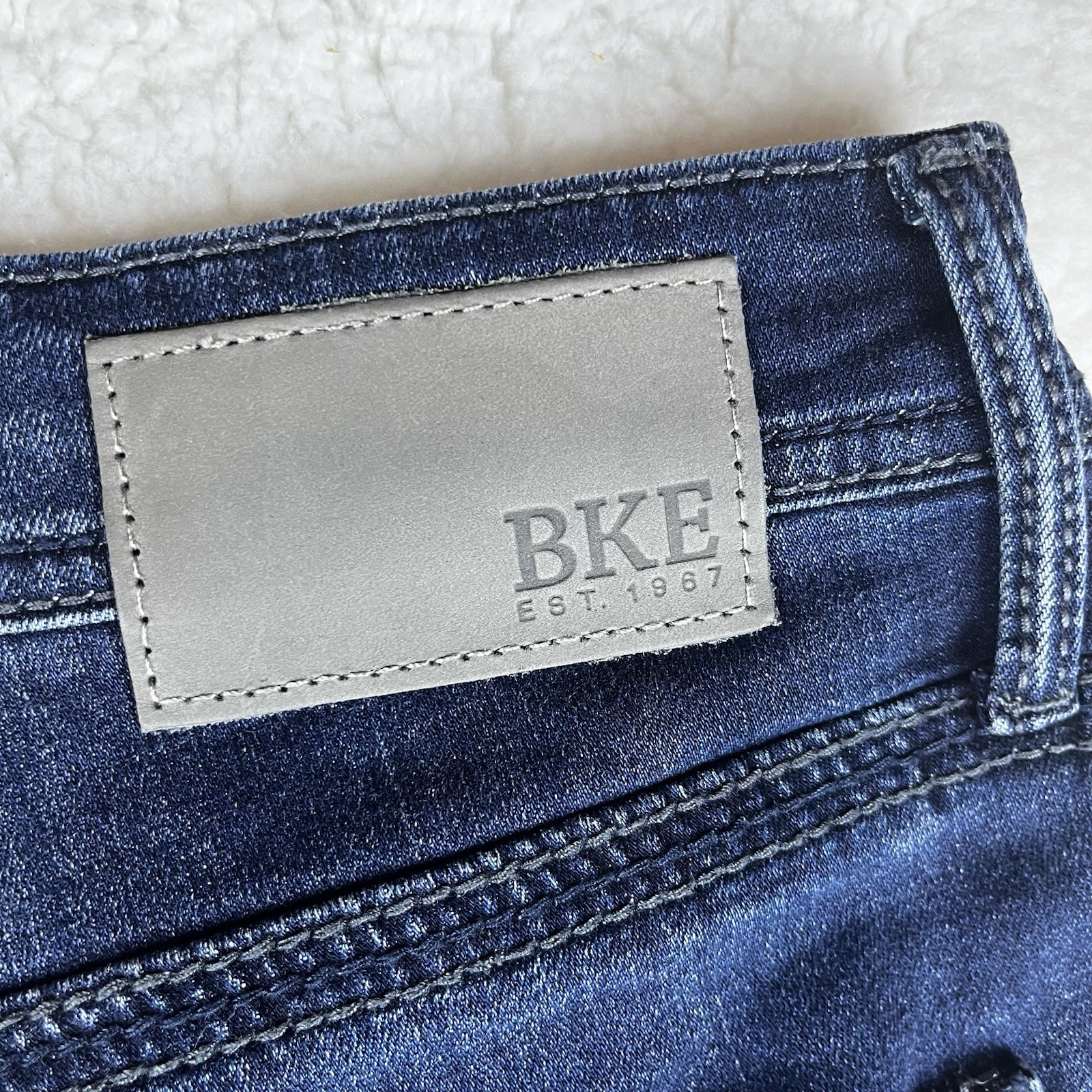 BKE Buckle Mens 30×30 Blue Jake Denim Jeans Pants Faded Stretch Whisker Marble