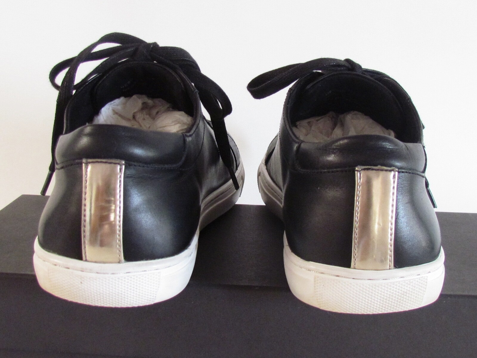Men’s Sneaker Casual Shoes Designer Kenneth Cole Black Leather Sneakers 9.1/2 M