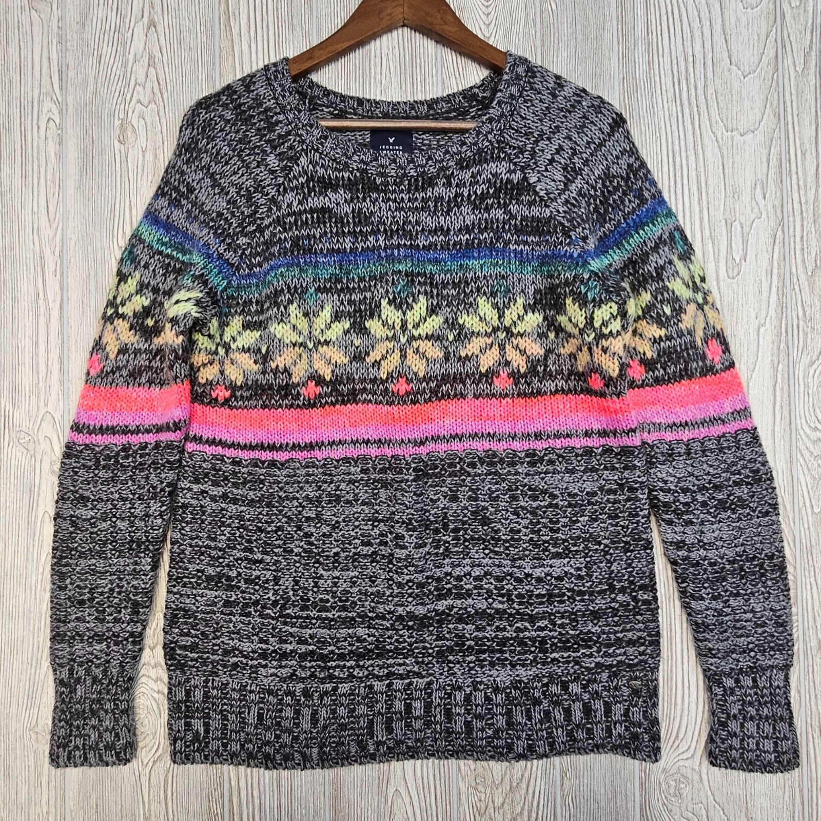 American Eagle Jegging Fair Isle Sweater Women’s Small Multicolor Cozy Knit
