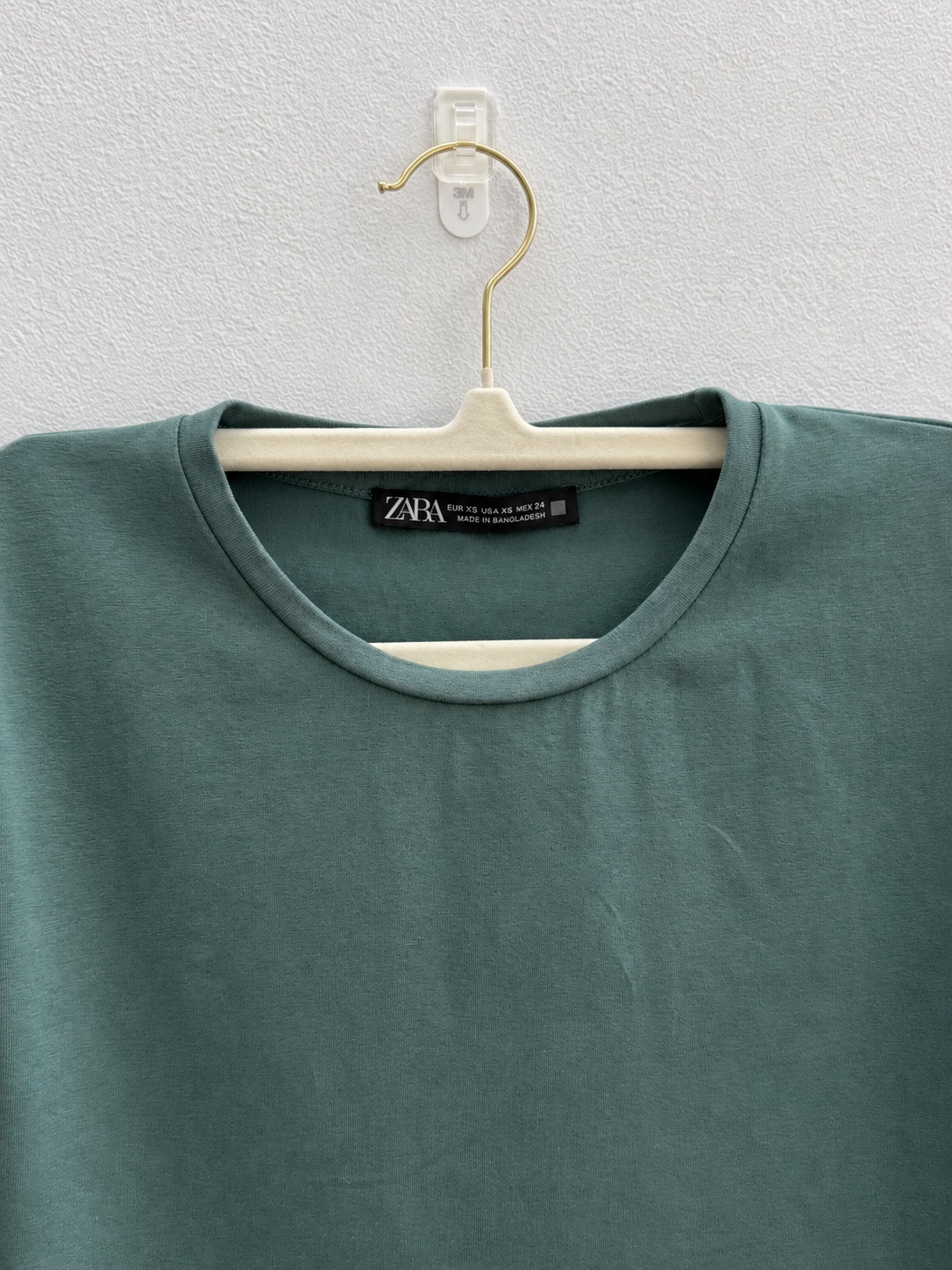 ZARA Sage Green Cropped Stretch Top XS | Cotton Blend Fitted Tee
