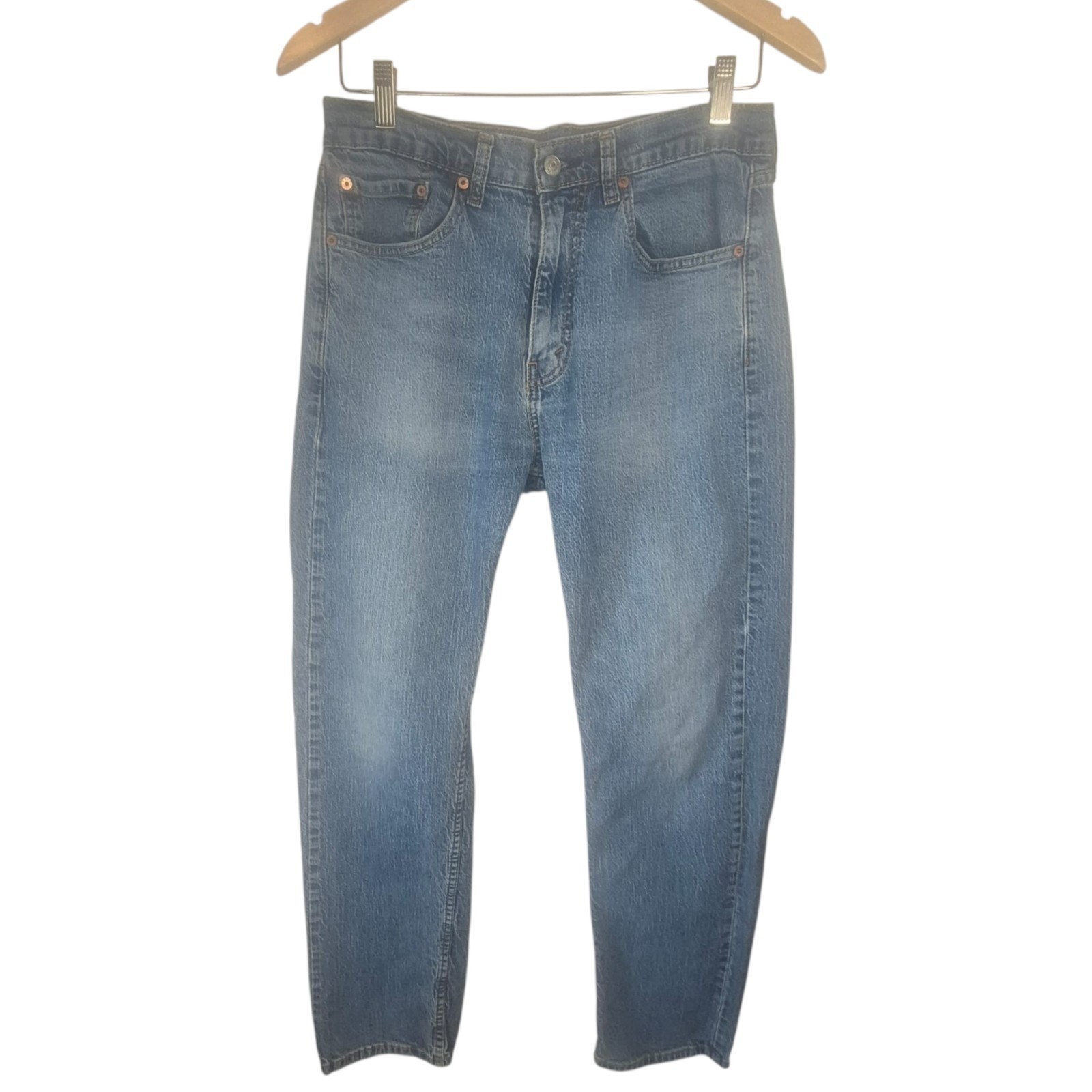 Levis 505 Regular Fit Straight Leg Blue Denim W32 L32 Wash Strech Classic