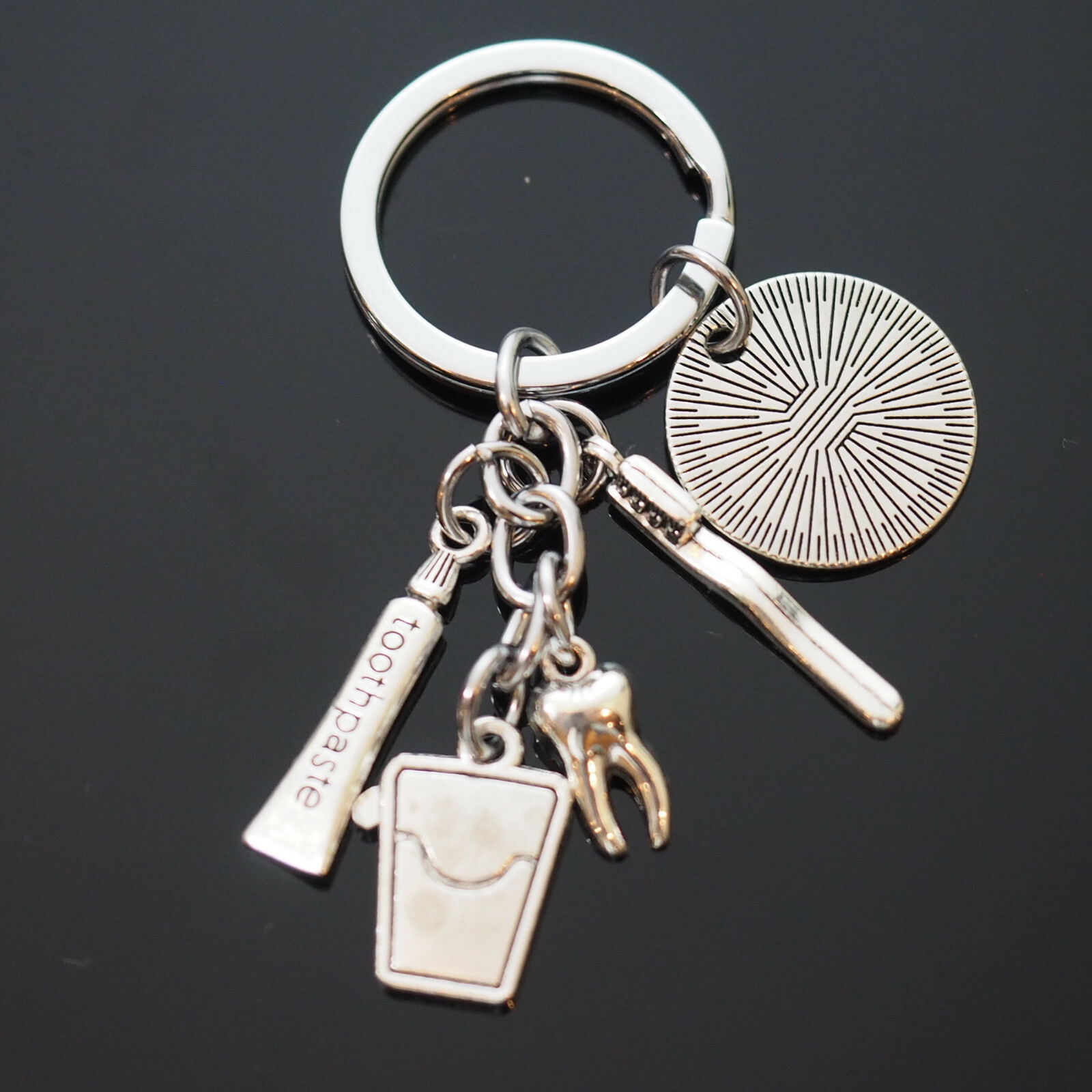 Tooth Brush Paste Floss Keychain Dentist Hygienist Student Mom Appreciation Gift