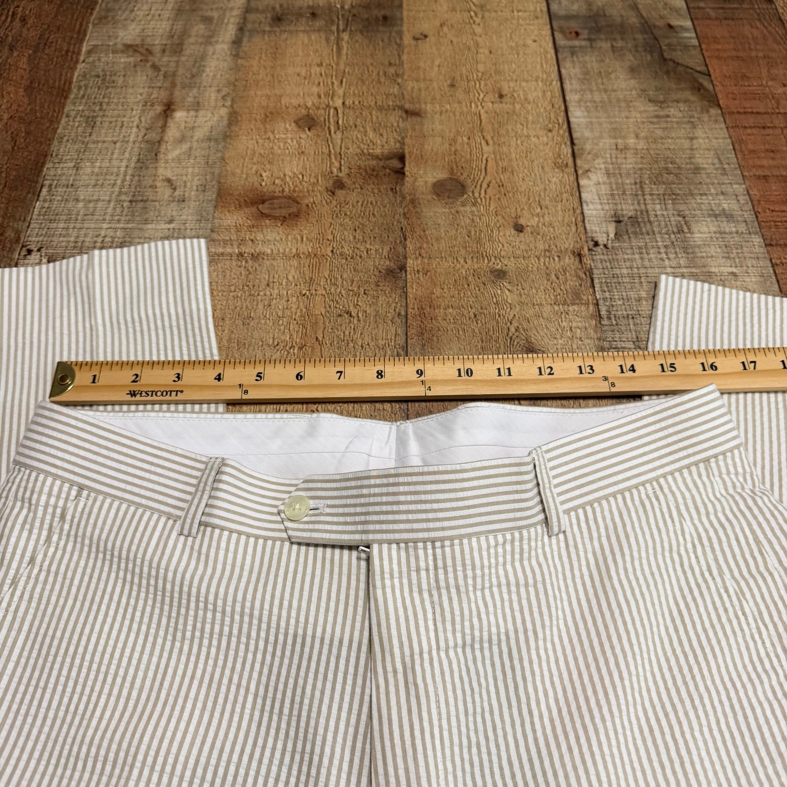 Haspel Men’s Cream White Seersucker Lightweight Pants Sz 34W 30L Preppy Classic