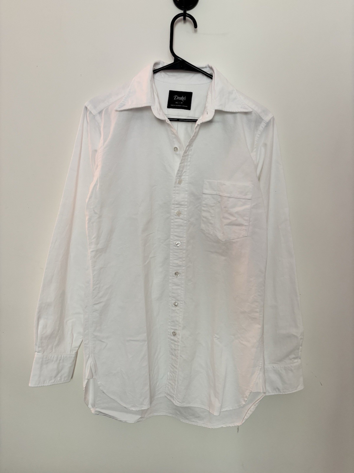 Drake’s London White Oxford Button Down Shirt Made in England 15-39