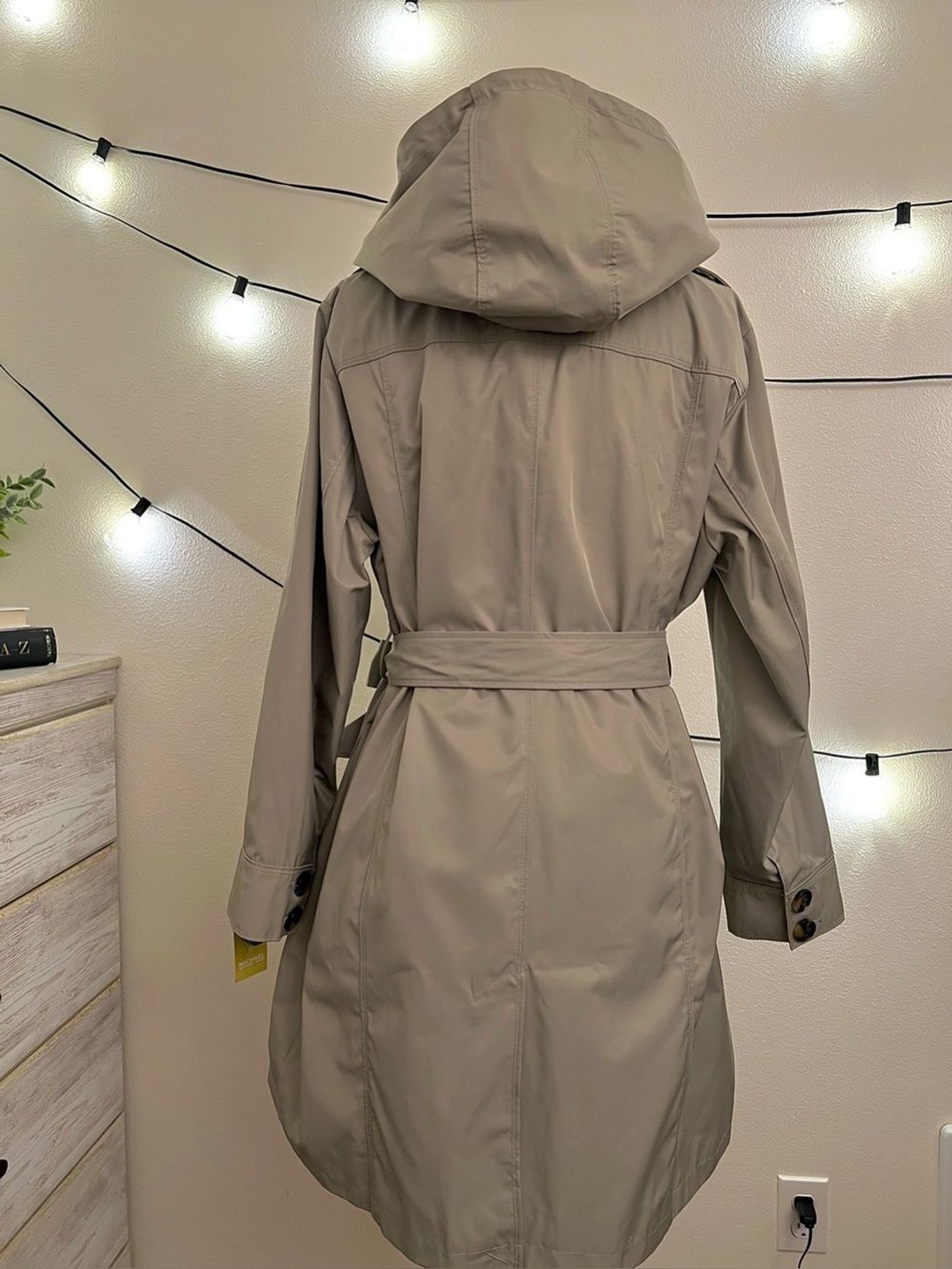 NWT Michael Kors Dusty Sage Trench Coat XL Old Money Belted Rain Jacket