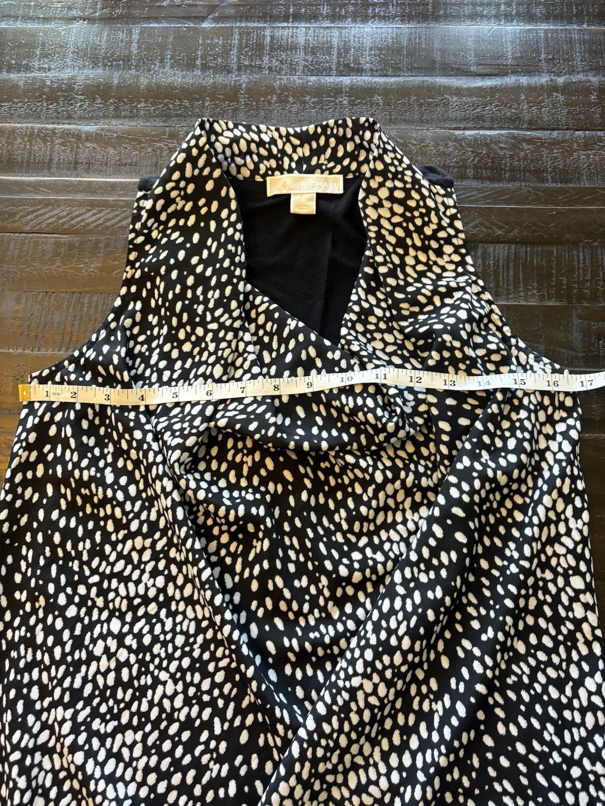 Michael Michael Kors Womens Medium Black Ivory Animal Print Cowl Neck Sleeveless