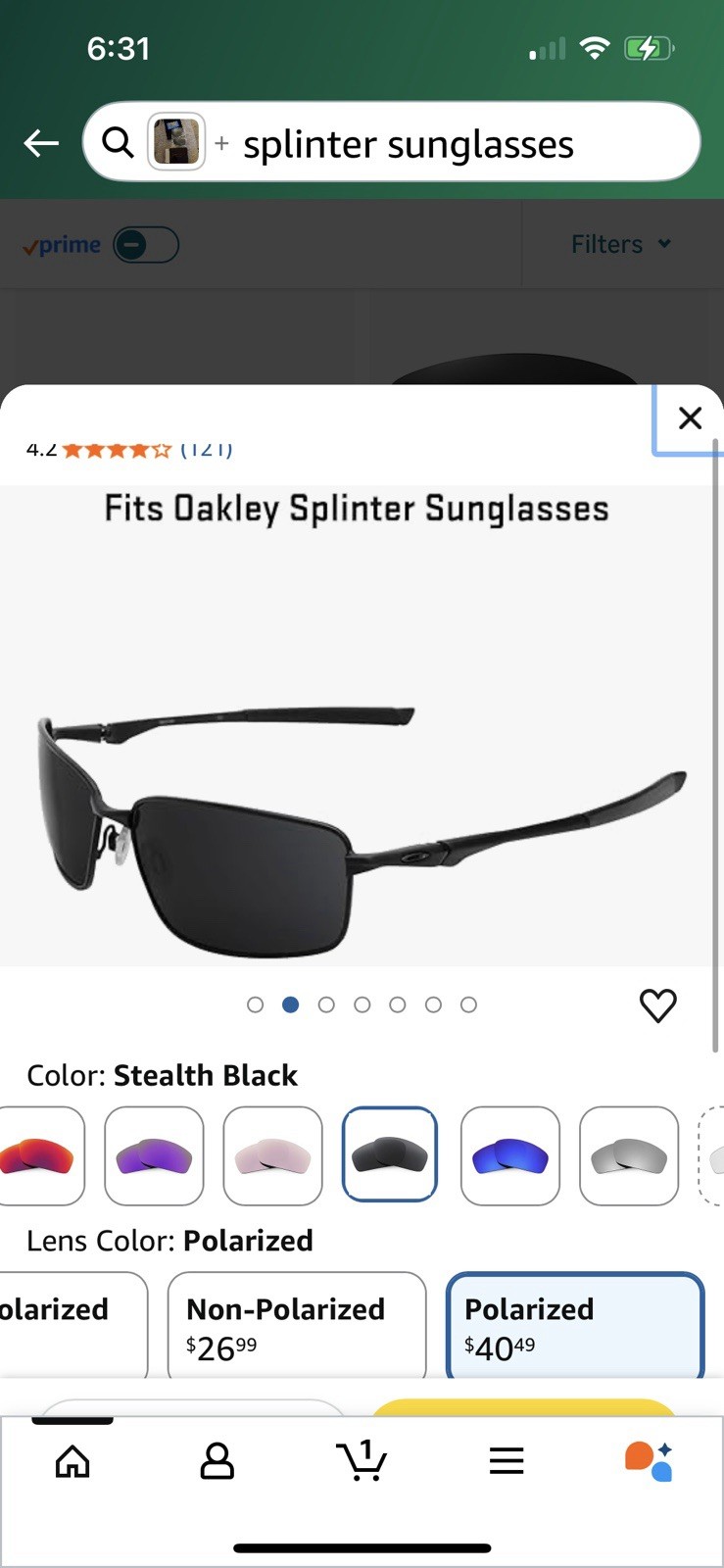 Polarized Replacement Lenses for Oakley Splinter Sunglasses Stealth Black Pair