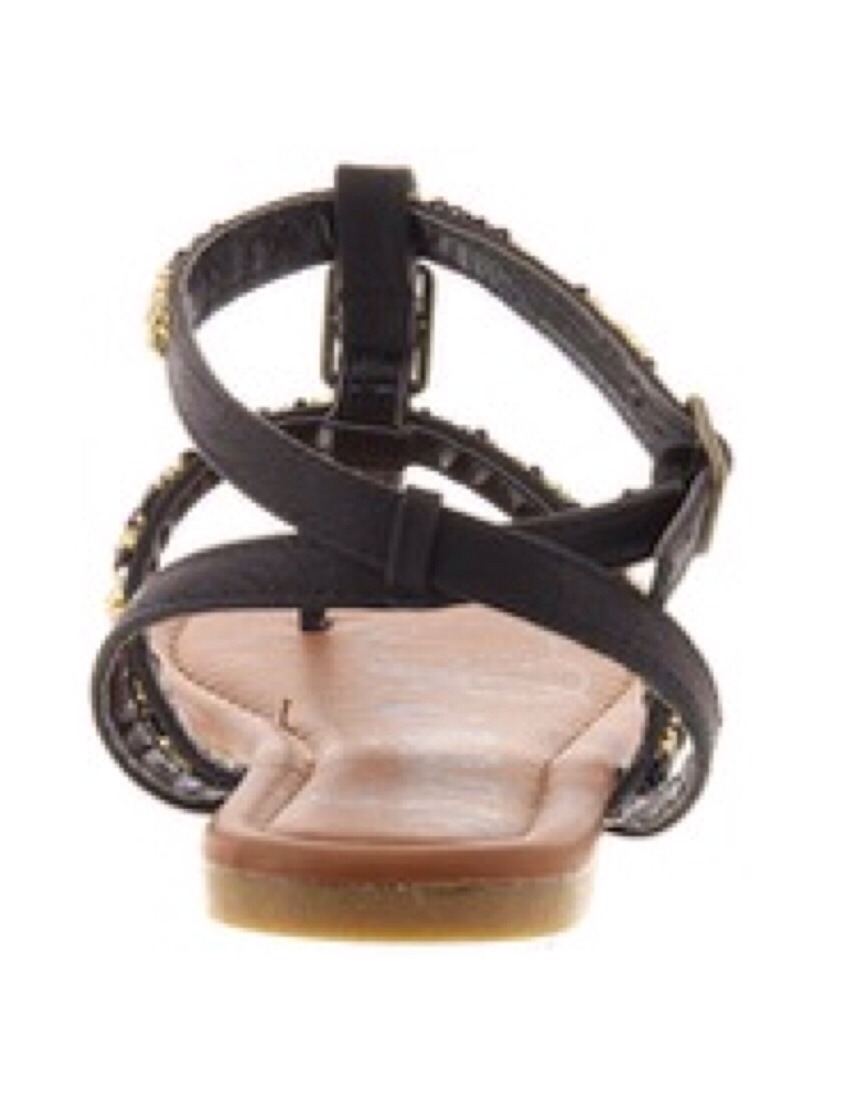 Rampage Palmey Black Beaded Flat (0 to 1/2 In.) Thong Sandals SZ 6.5 M