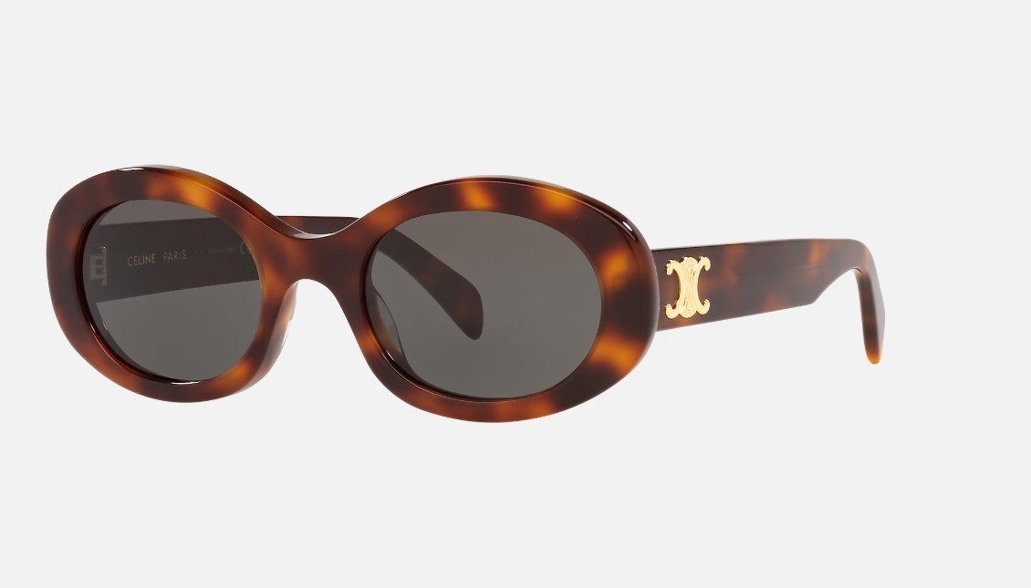 CELINE Triomphe women’s oval sunglasses + hard case +bag 52mm CL40194U Tortoise