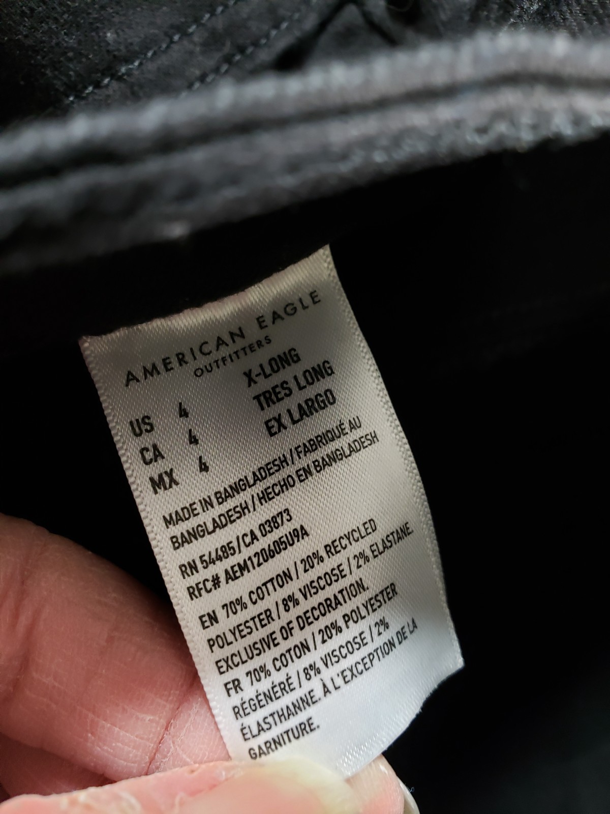 American Eagle Jeans Size 4 Extra Long Women Black Stretch Pant Mid Rise Jegging