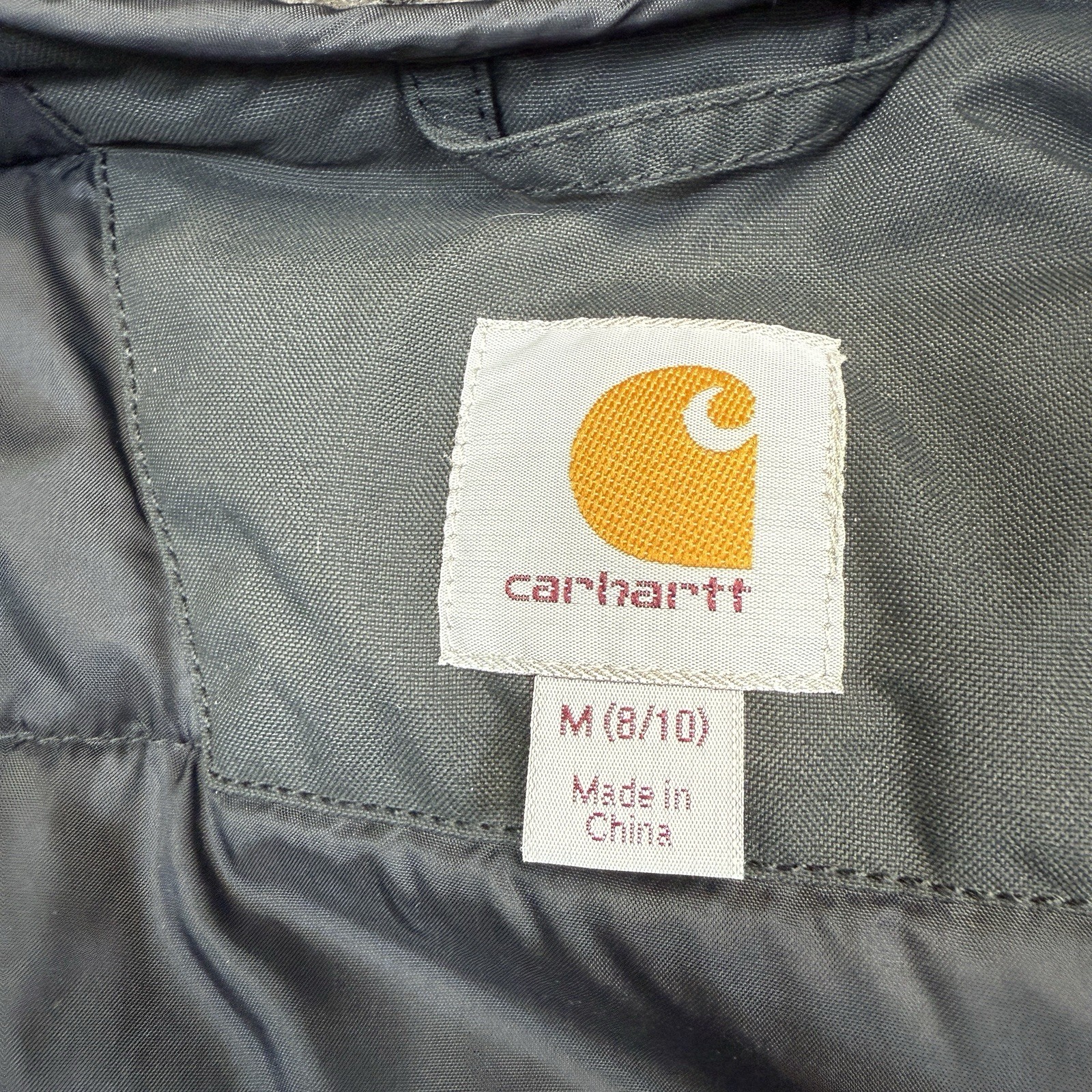 Carhartt Sherpa Lined Jacket Womens M Black Hooded Quilted Workwear Coat 103909