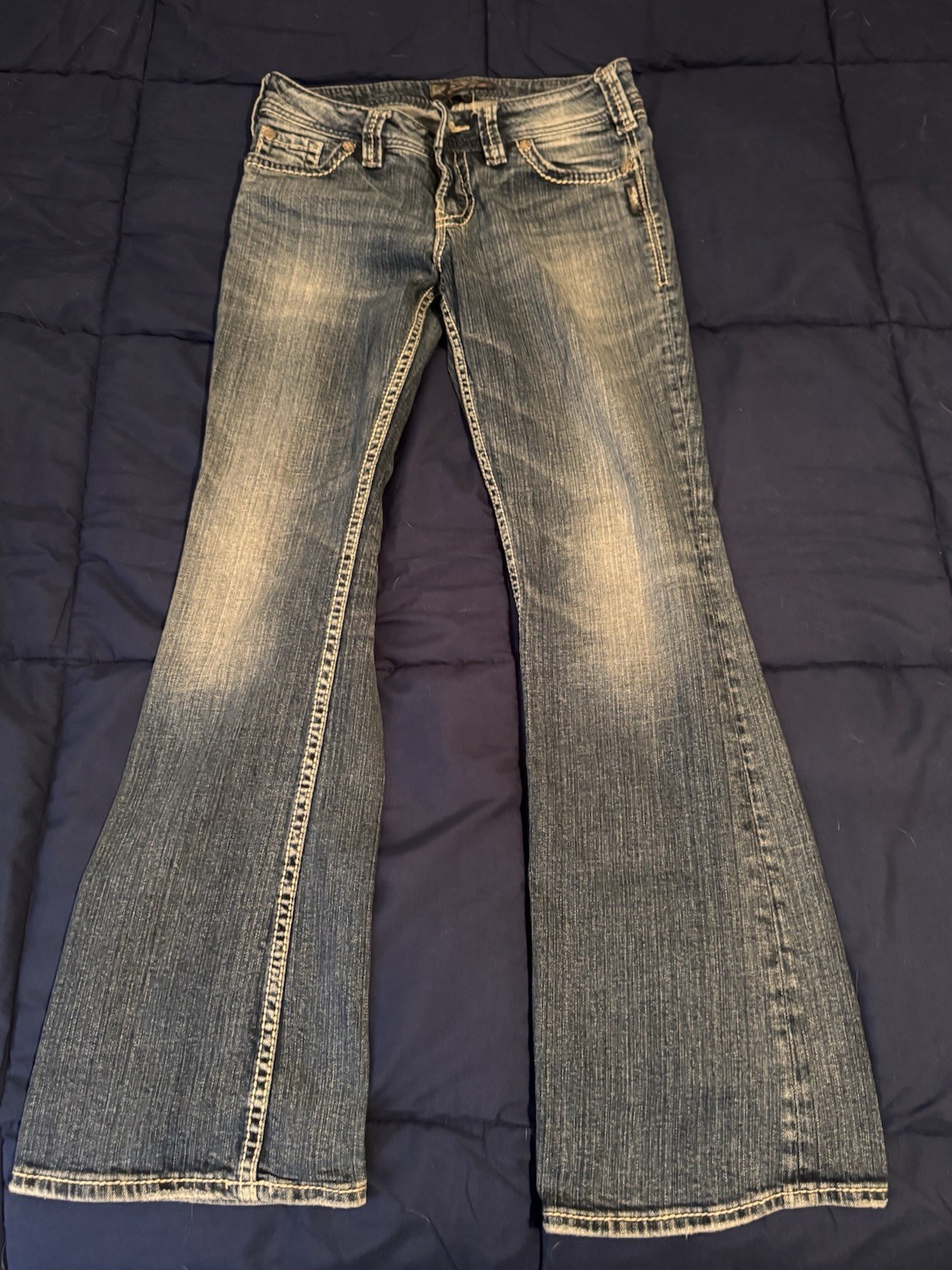 Silver Jeans Womens Jeans 27×30 Blue Denim Dark Wash Suki Bootcut Low Rise