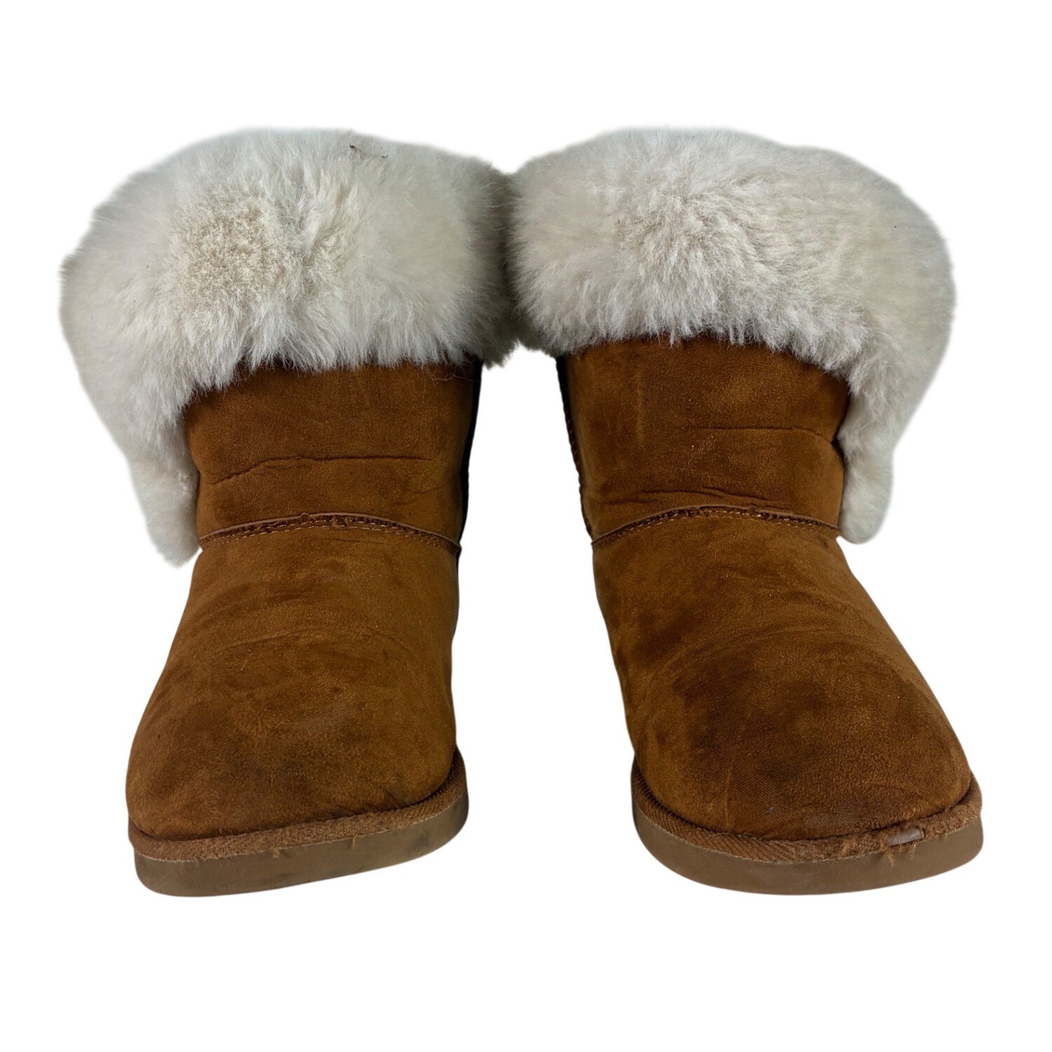 Juicy Couture Kahlo Chestnut Brown Faux Fur Rhinestone Bow Winter Boots Womens 7