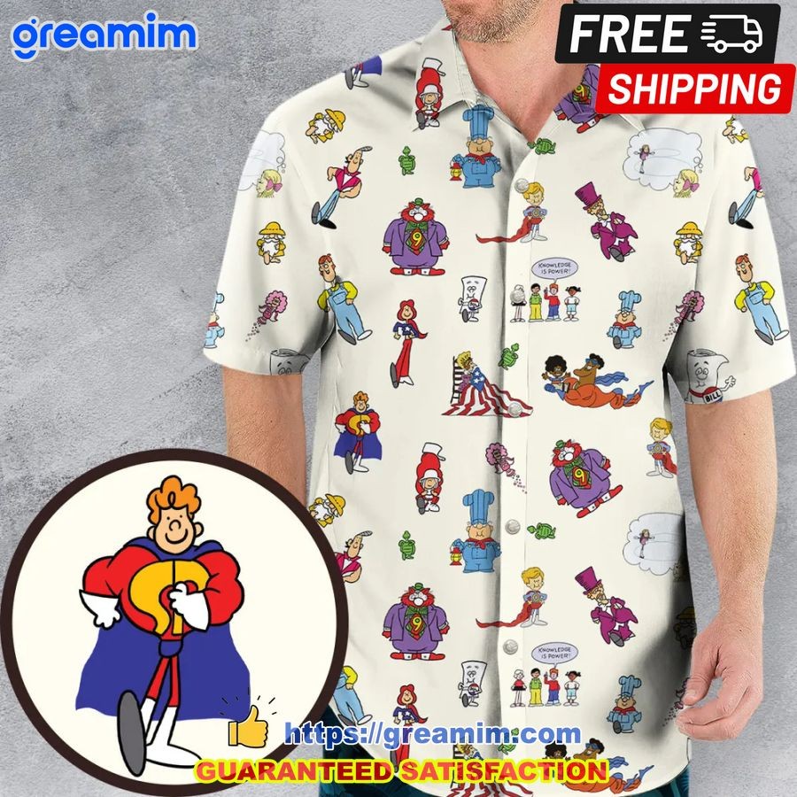 Schoolhouse Rock Characters Hawaiian Shirt