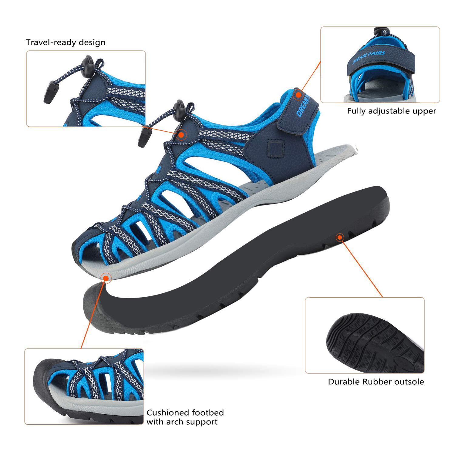 Men Athletic Sandals Sport Sandals Summer Outdoor Hiking Adventure Beach Sandals