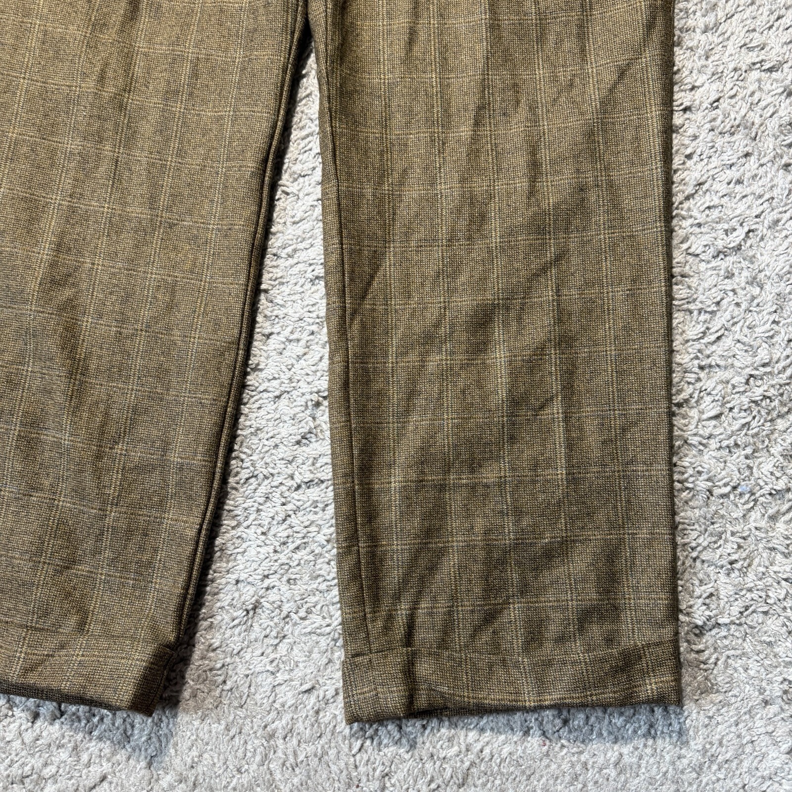 Vintage Haspel 100% Wool Cuffed Trousers Mens 36×30 Brown Plaid Dress Pants