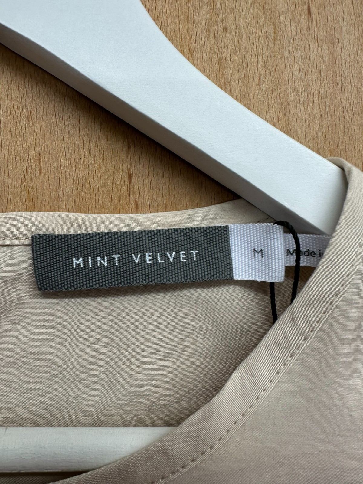 Mint Velvet Neutral Beige Ruffle Front Layered Top, Size M (12-14)