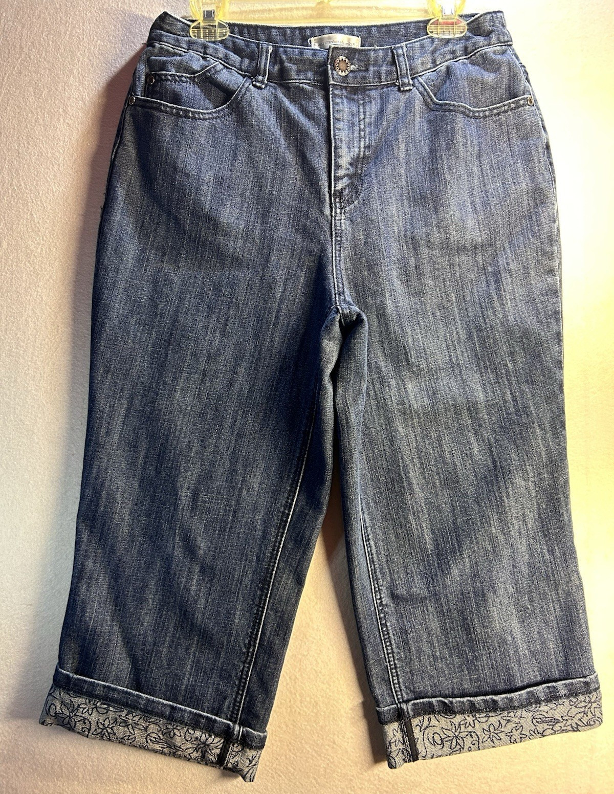 Christopher & Banks Women’s Blue Medium Wash Denim Capri Jeans Cuffed 5-Pkt